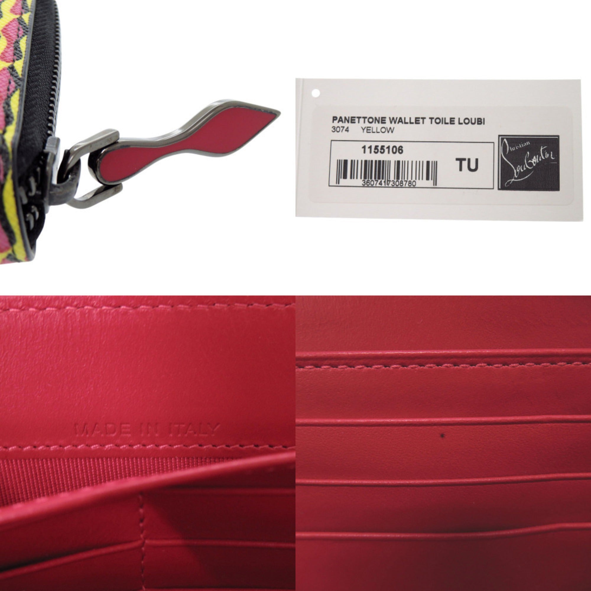 Christian Louboutin Pink Yellow Pvc Leather Long Wallet (Bi-Fold) (Pre-Owned)