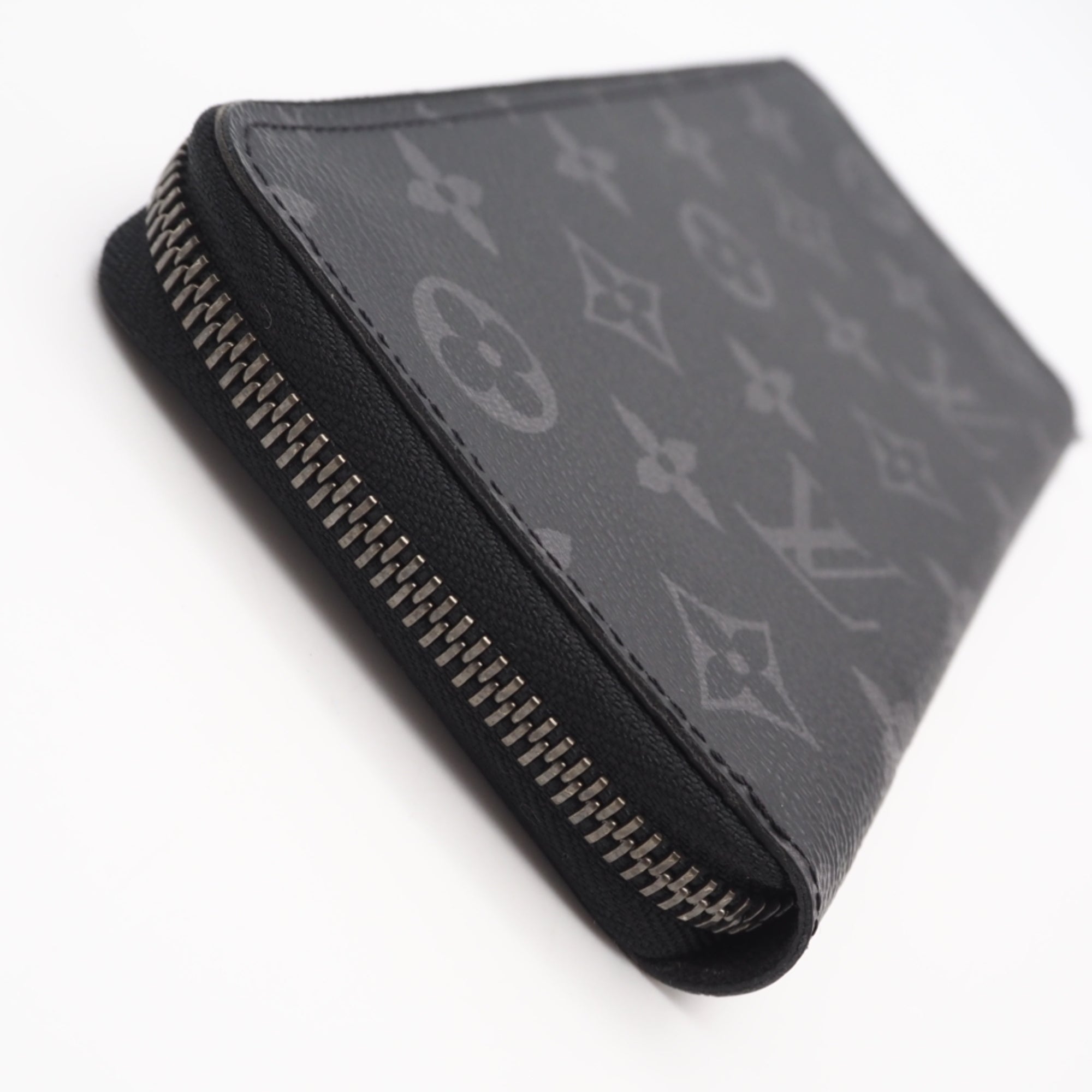 Louis Vuitton Black Gray Coated Canvas Leather Long Wallet (Bi-Fold) (Pre-Owned)