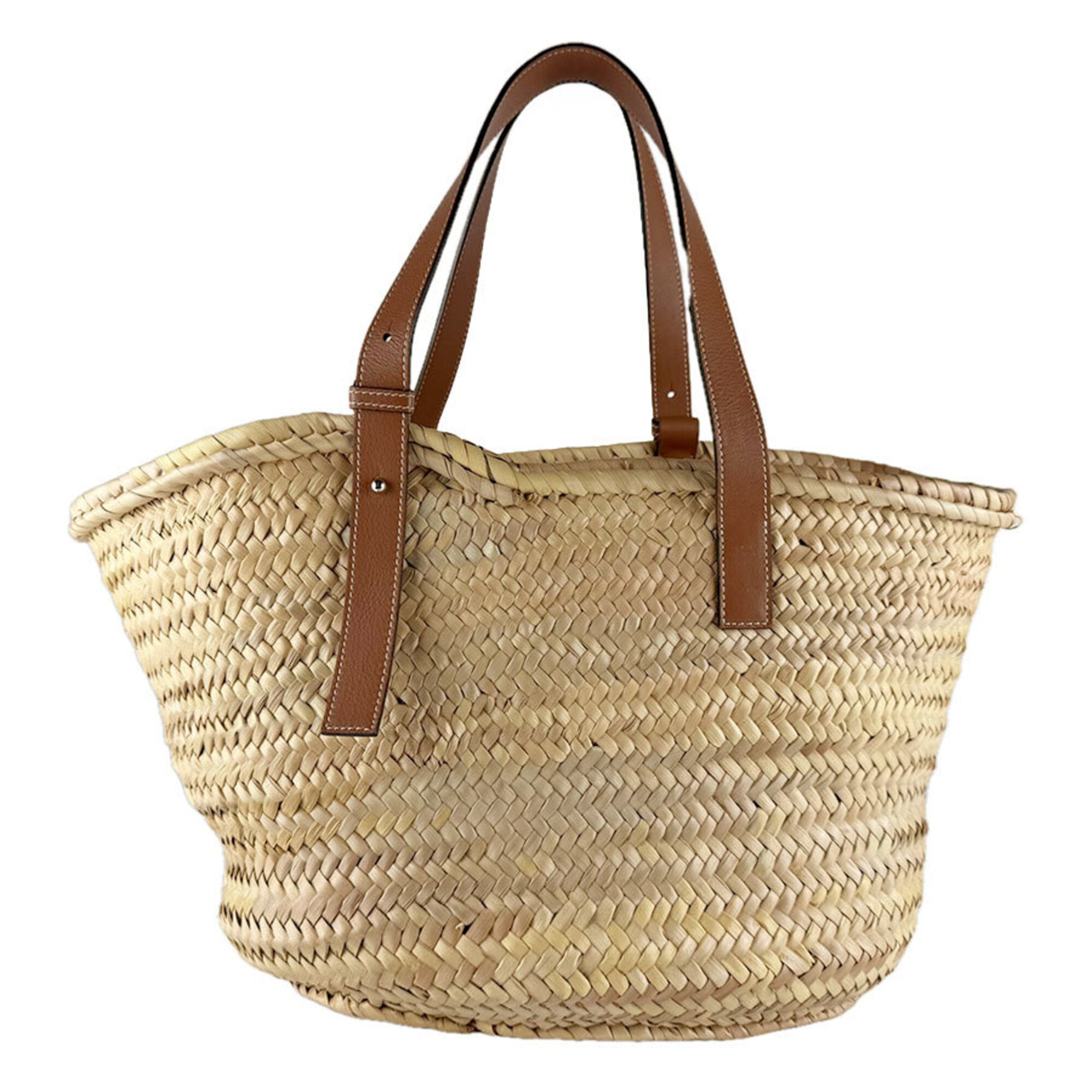 Loewe Brown Raffia Leather Basket Handbag (Pre-Owned)