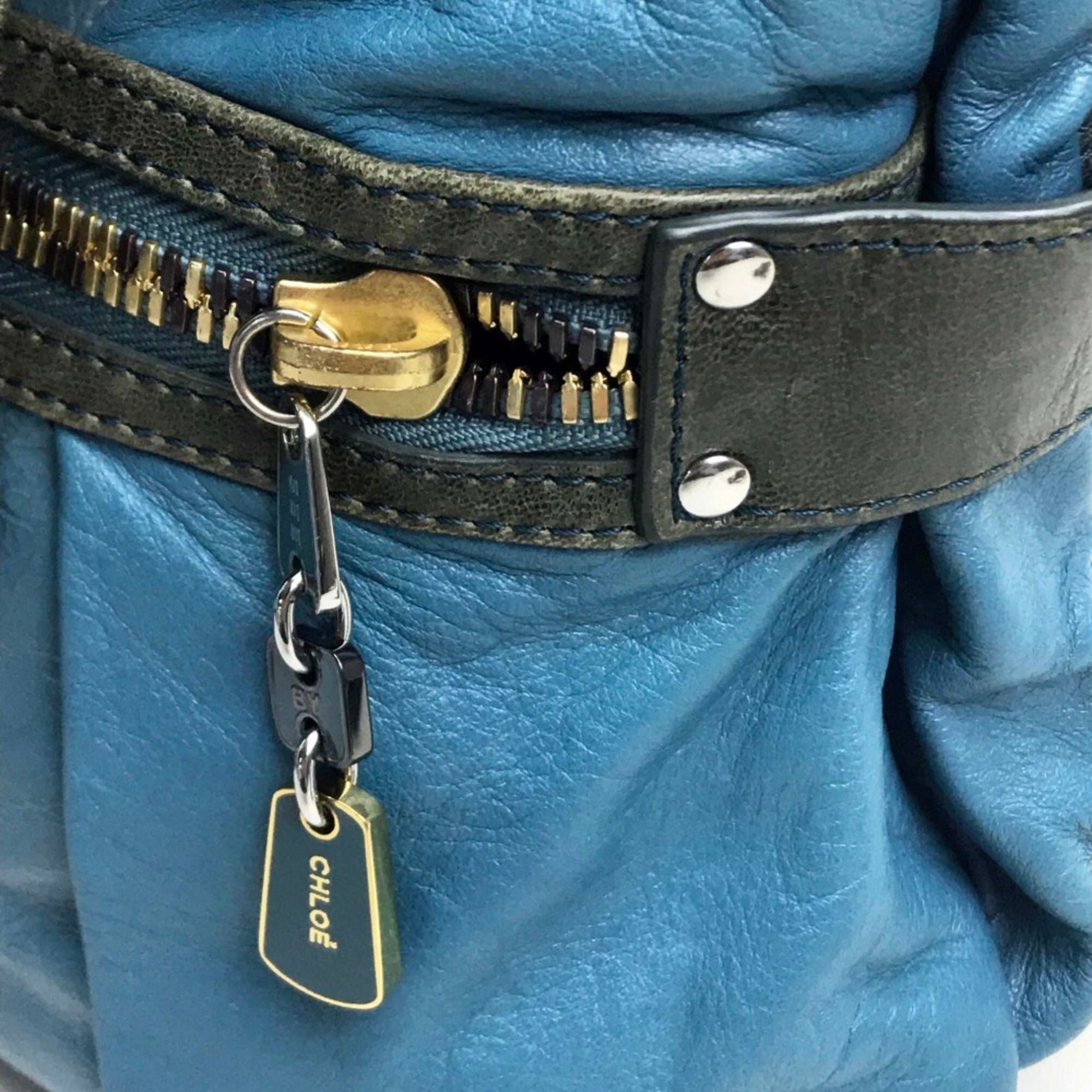 See By Chloé Blue Patent Leather Leather Handbag Shoulder Bag (Pre-Owned)