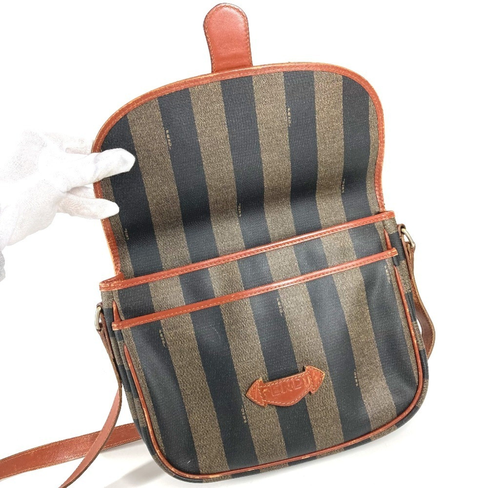 Fendi Brown Khaki Pvc Leather Pochette Shoulder Bag (Pre-Owned)