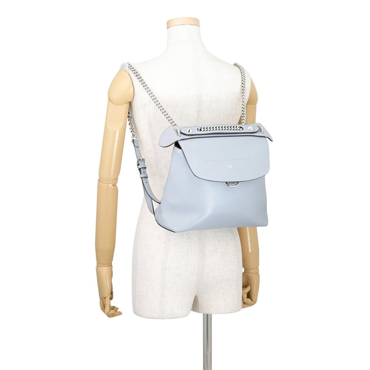 Fendi Blue Gray Leather Handbag Shoulder Bag (Pre-Owned)