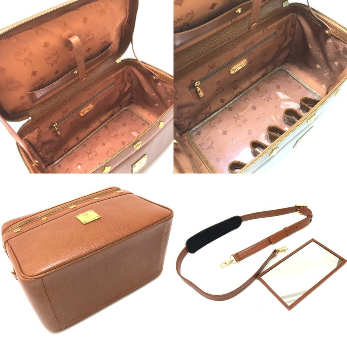 Mcm Brown Leather Handbag Shoulder Bag Vanity Bag (Pre-Owned)