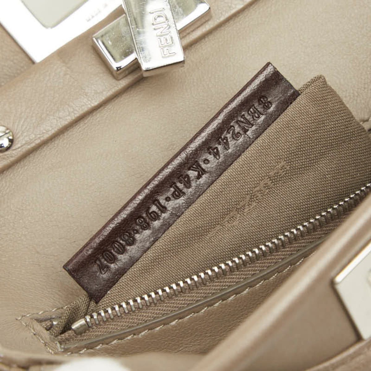 Fendi Selleria Grayish Leather Handbag Shoulder Bag (Pre-Owned)
