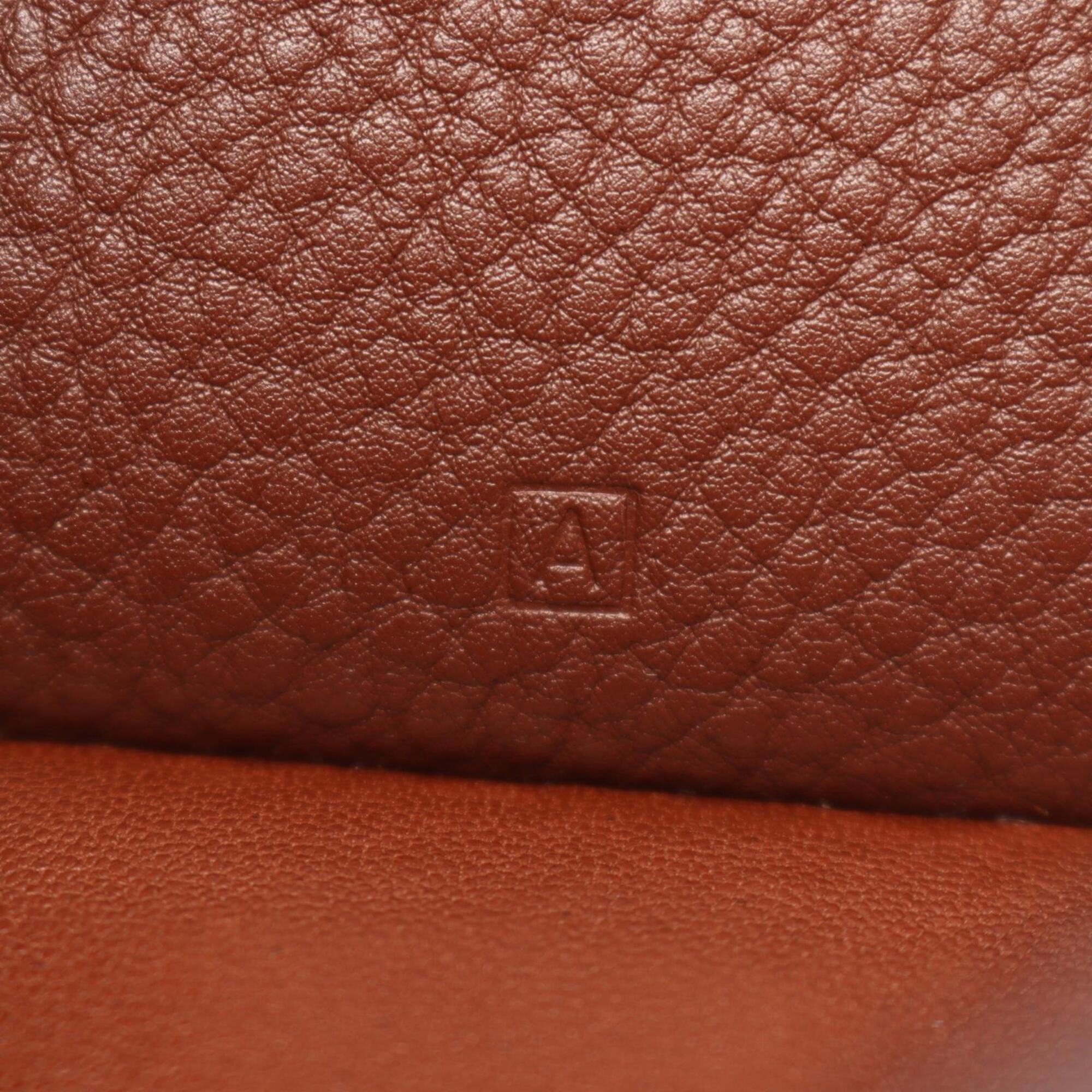Hermes Brown Taurillon Clemence Leather Long Wallet (Bi-Fold) (Pre-Owned)