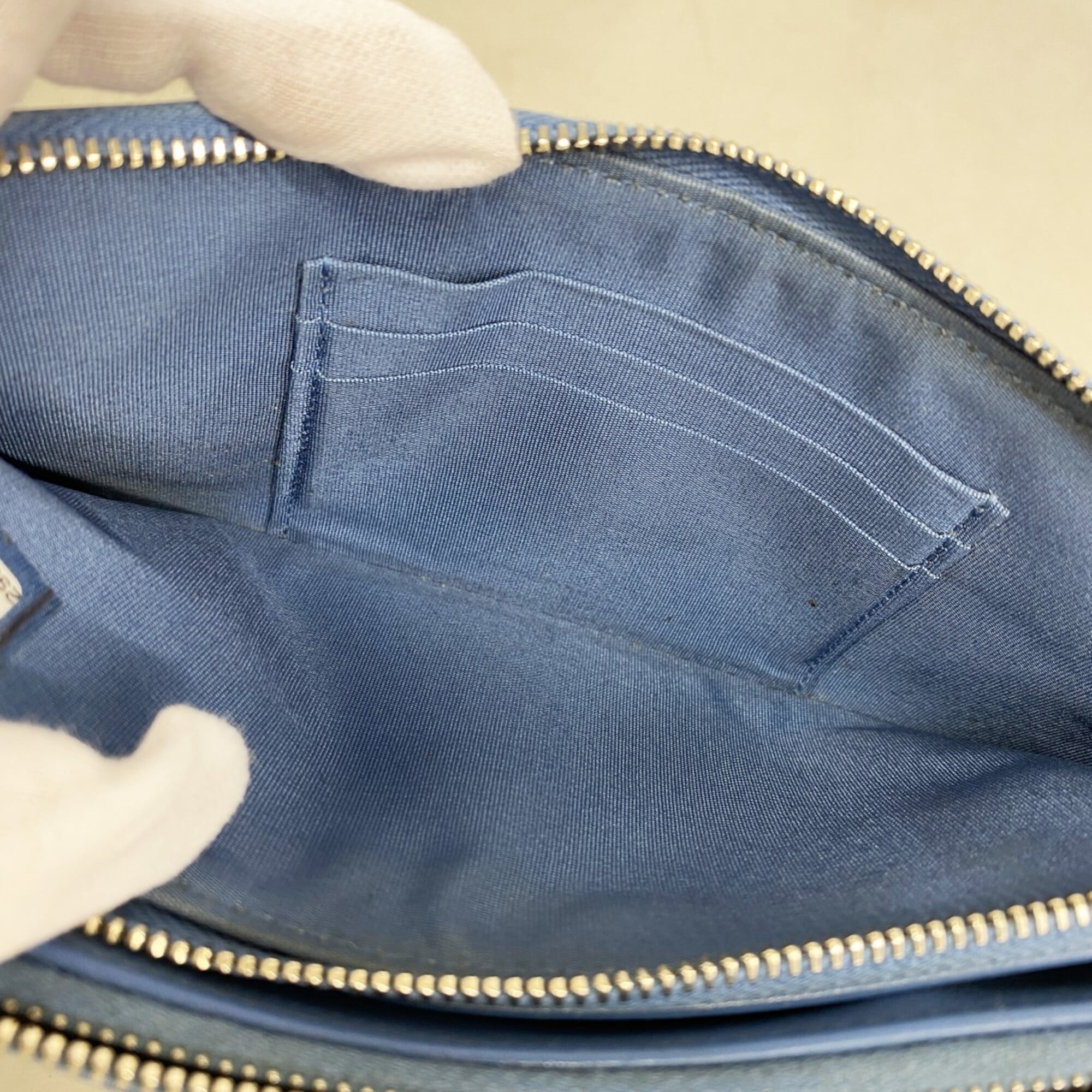 Chanel Blue Grained Calfskin Pochette (Pre-Owned)