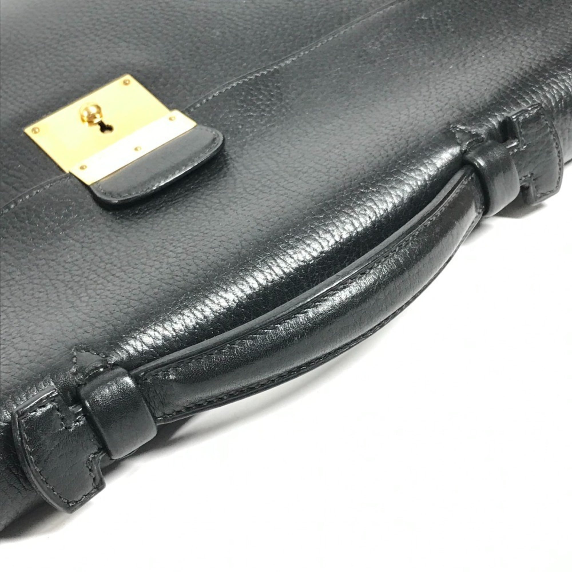 Hermes Black Leather Briefcase Handbag (Pre-Owned)