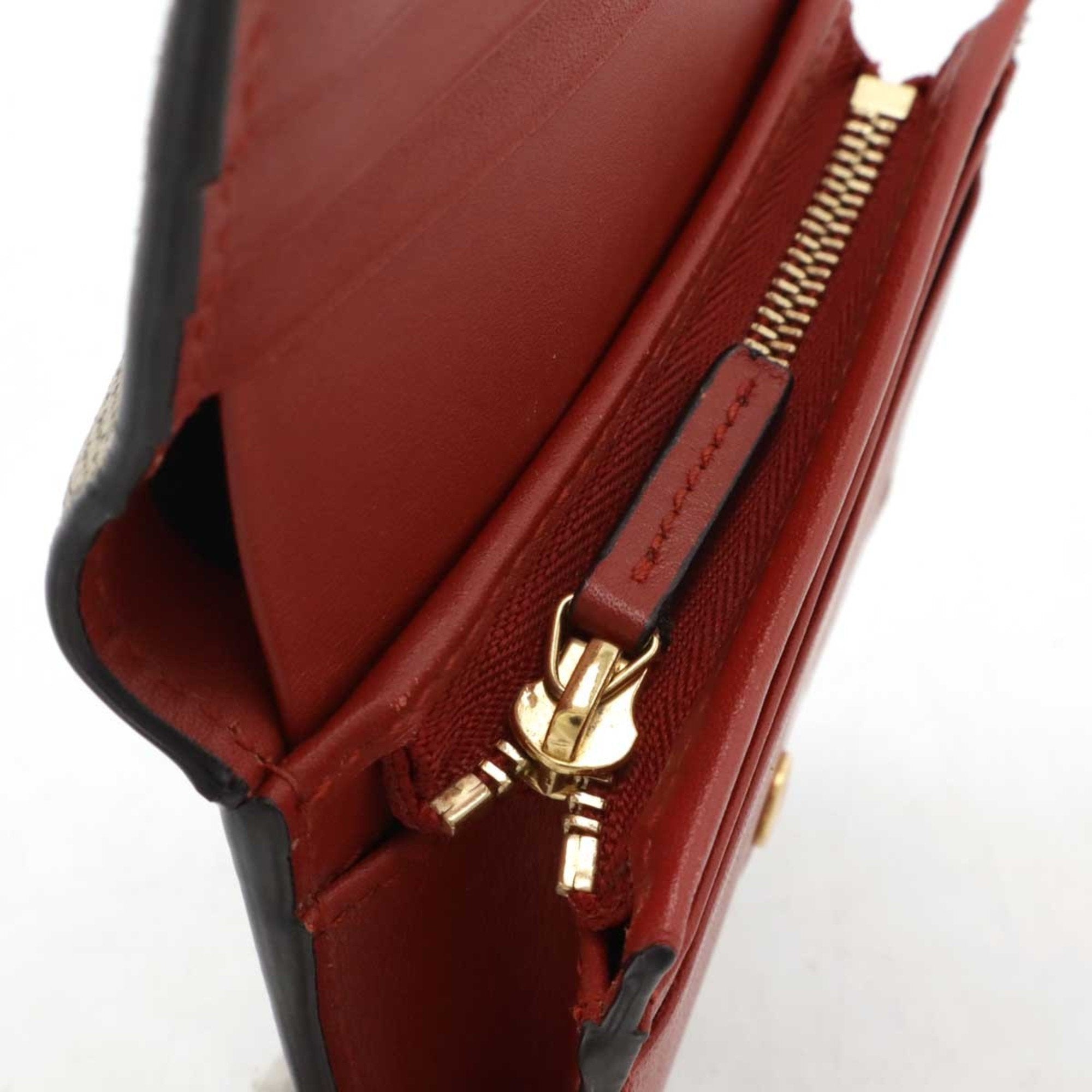 Gucci Beige Pink Red Color Suede Leather/Webbing Pvc Wallet (Bi-Fold) (Pre-Owned)
