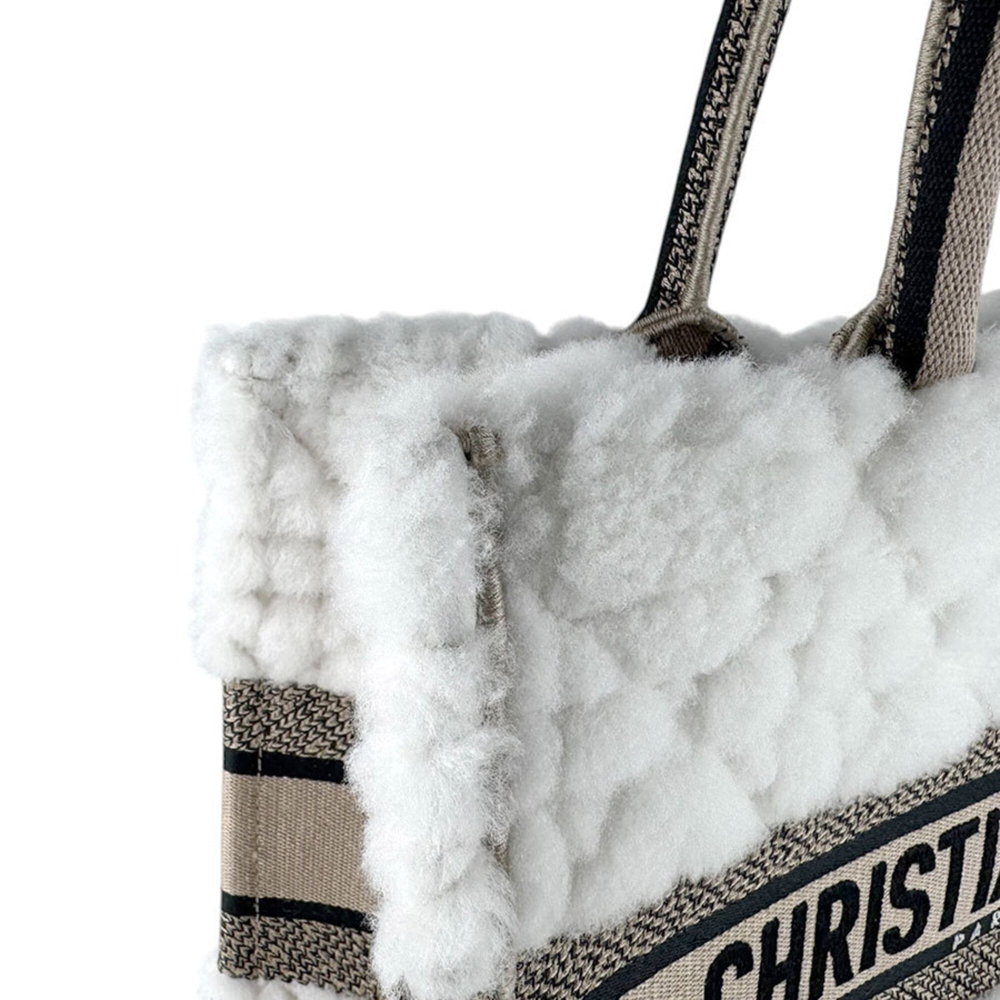 Christian Dior Beige Black White Canvas Handbag (Pre-Owned)