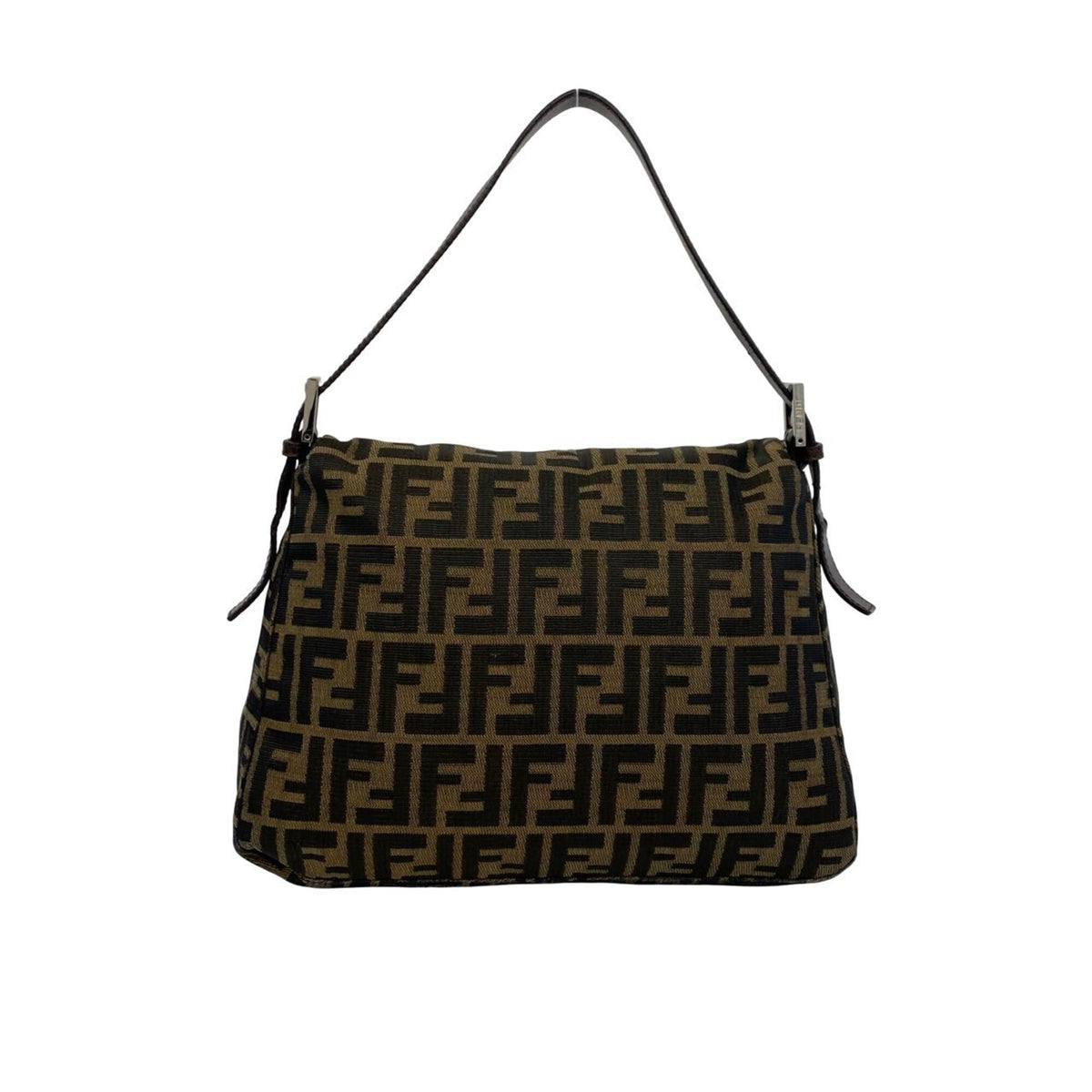 Fendi Black Brown Canvas Leather Shoulder Bag (Pre-Owned)