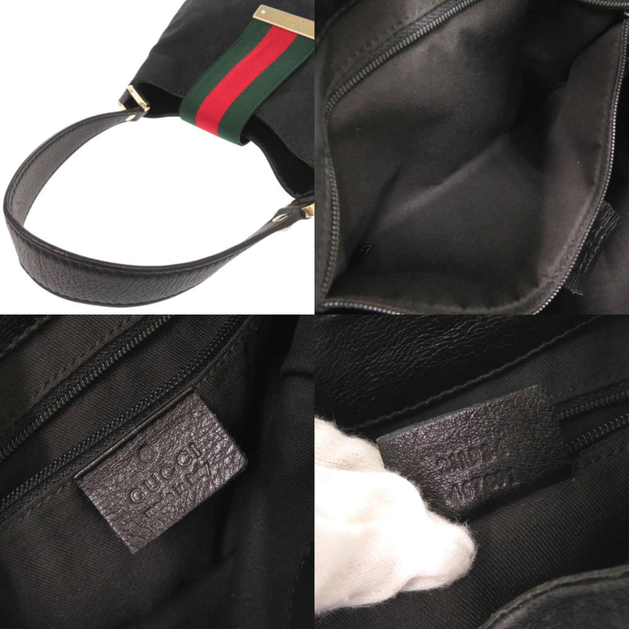 Gucci Black Gg Canvas Leather Shoulder Bag (Pre-Owned)