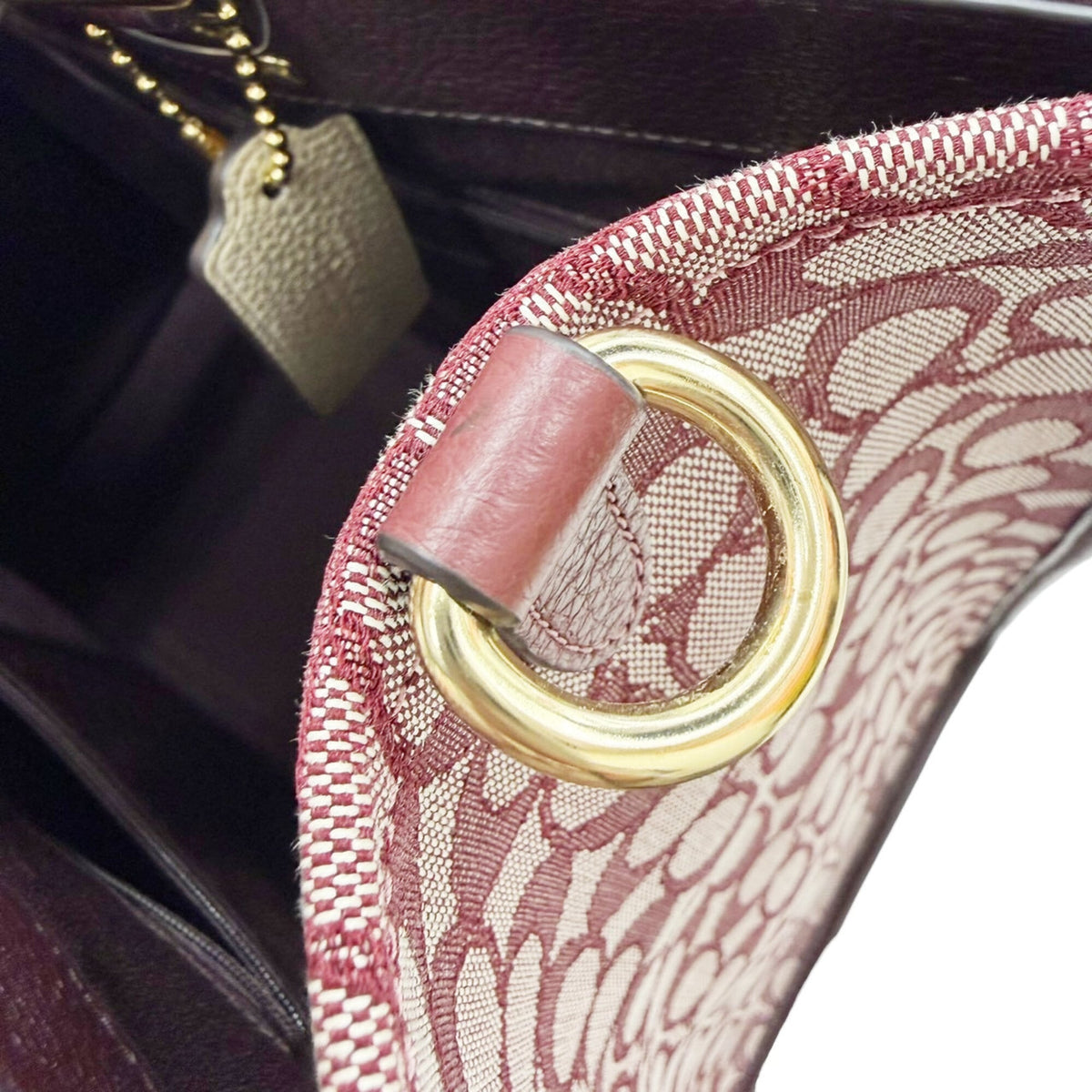 Coach Red Color Wine Leather Canvas Tote Bag (Pre-Owned)