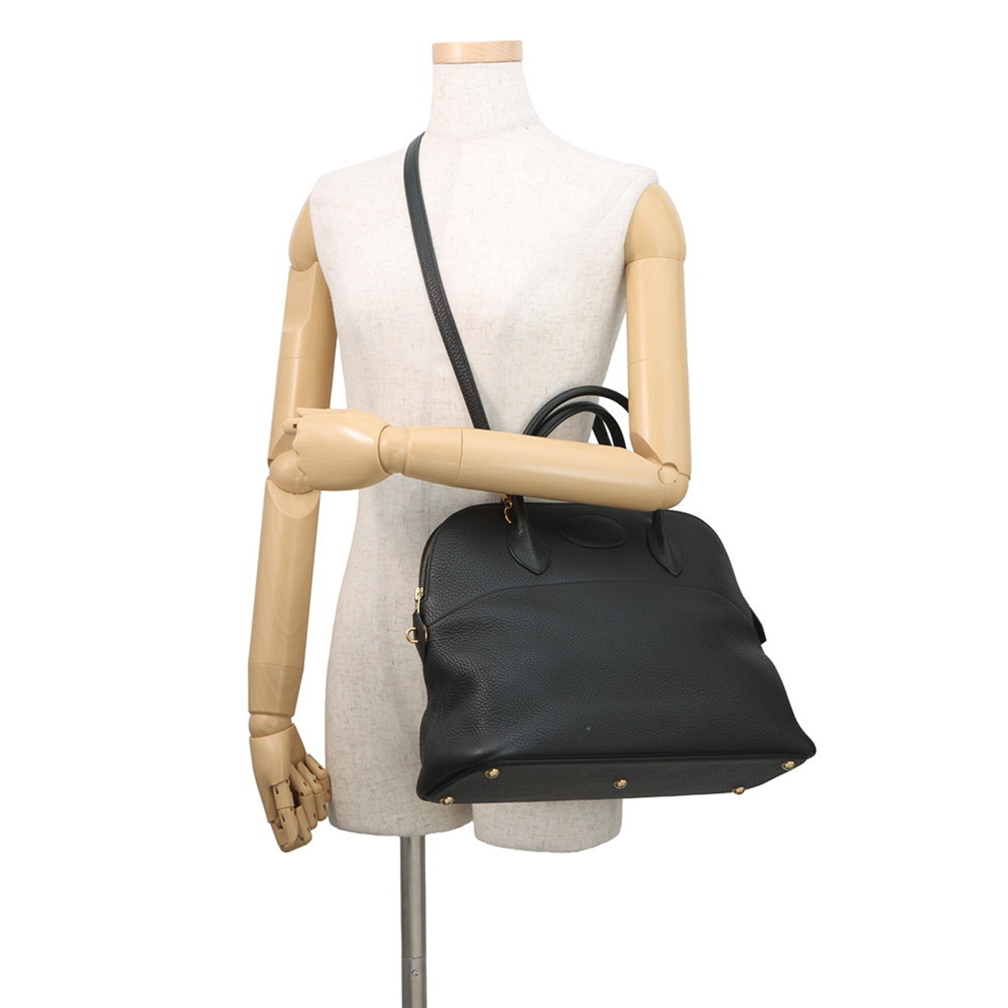 Hermes Black Taurillon Clemence Leather Handbag (Pre-Owned)