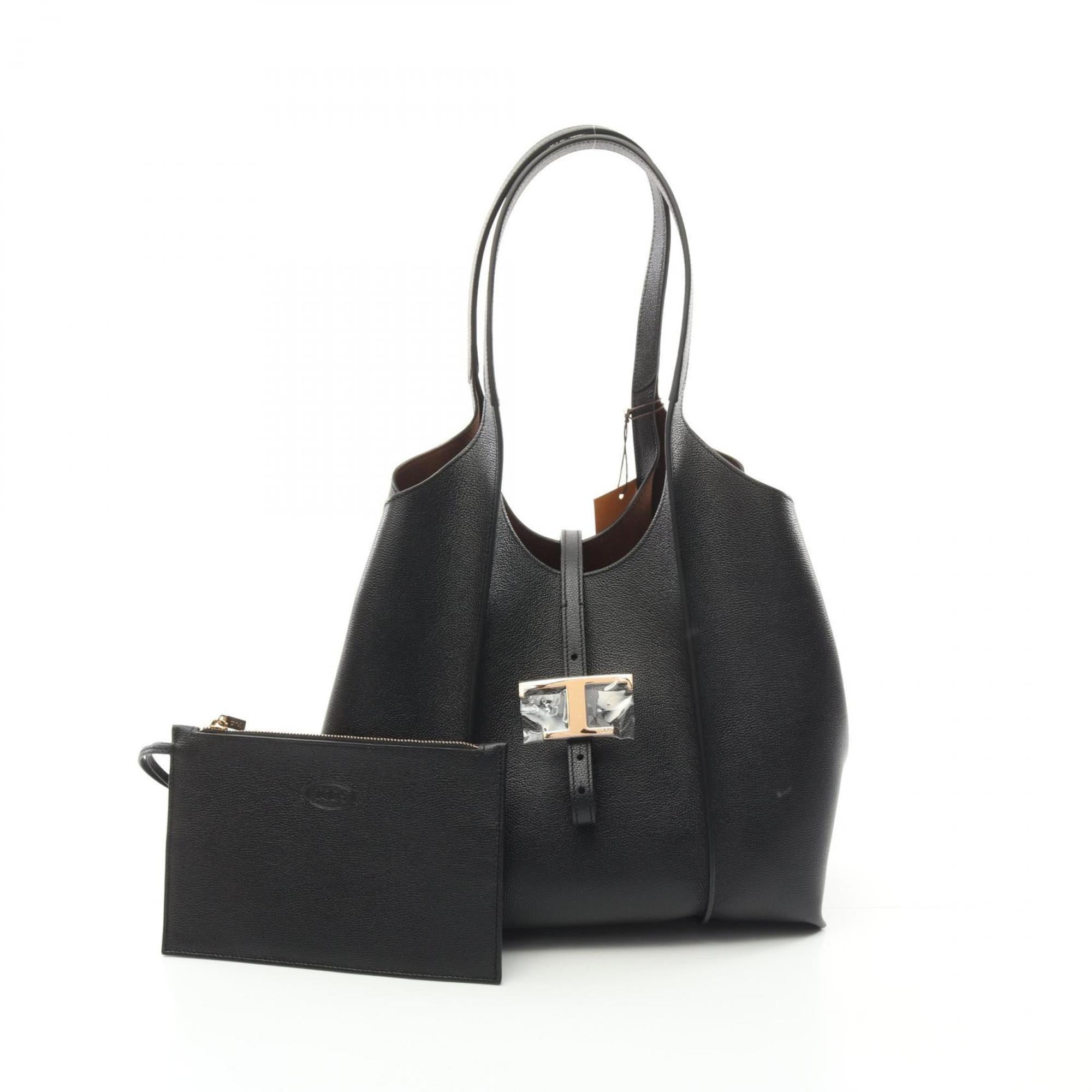 Tod's Black Leather Shopping Bag Tote Bag (Pre-Owned)