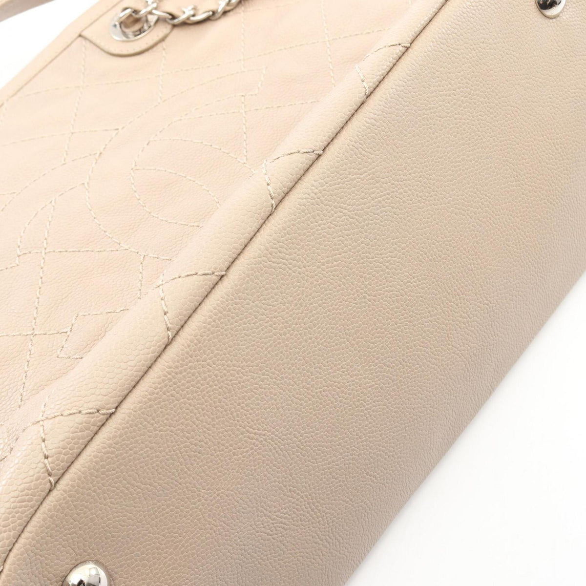 Chanel Beige Grained Calfskin Handbag Tote Bag (Pre-Owned)