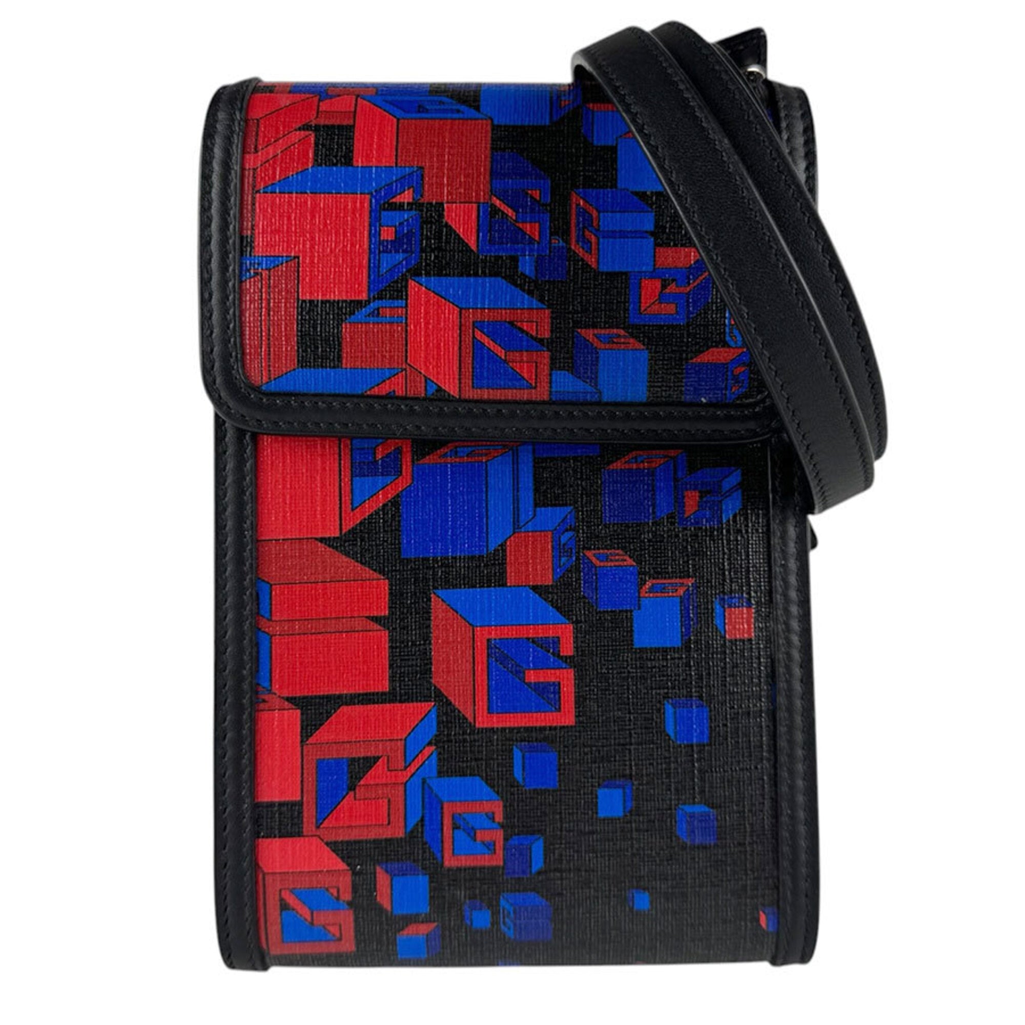 Gucci Black Blue Red Color Pvc Leather Shoulder Bag (Pre-Owned)