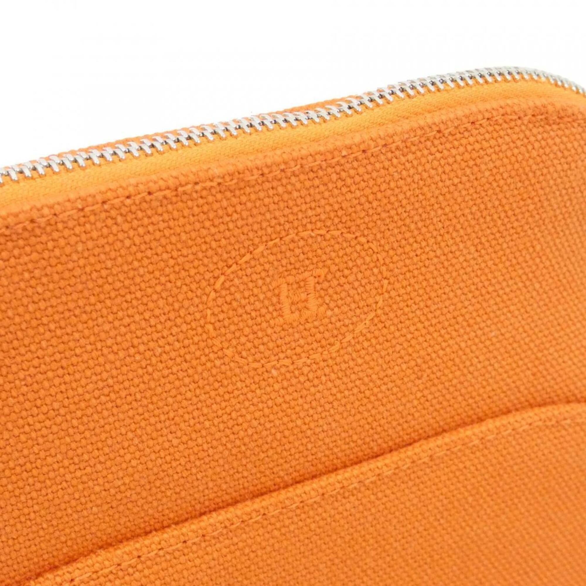 Hermes Feu Orange Canvas Handbag Pouch (Pre-Owned)
