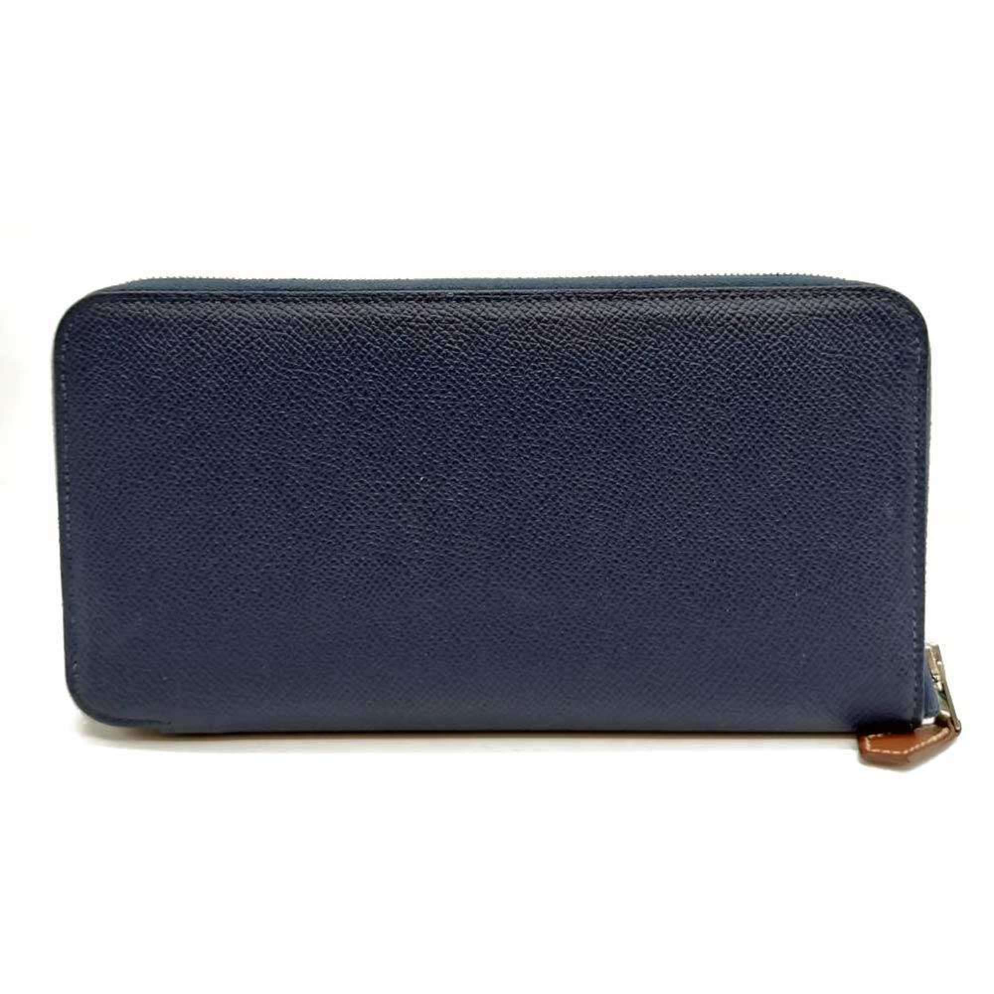 Hermes Azap Navy Epsom Leather Long Wallet (Bi-Fold) (Pre-Owned)