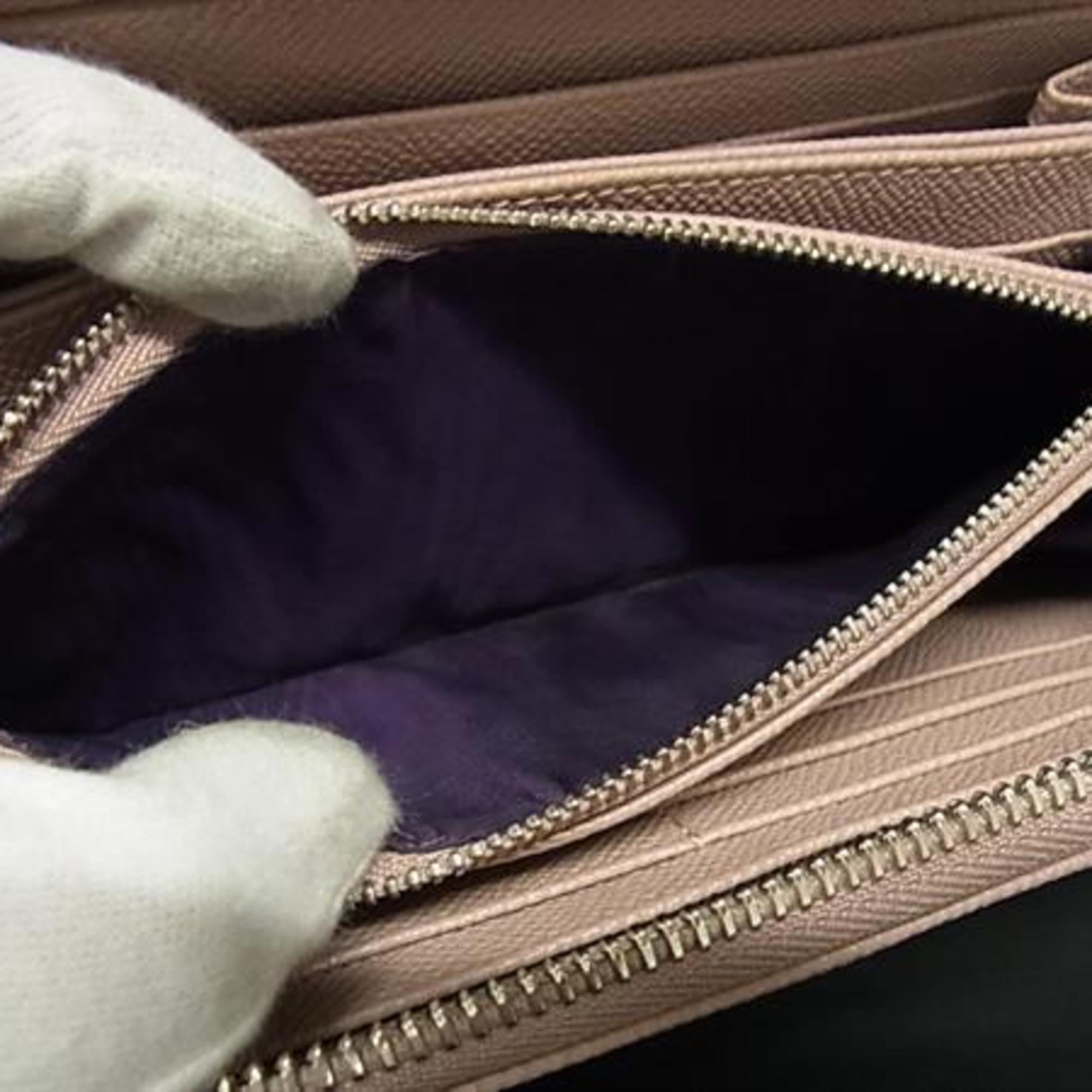 Bvlgari Pink Leather Long Wallet (Bi-Fold) (Pre-Owned)