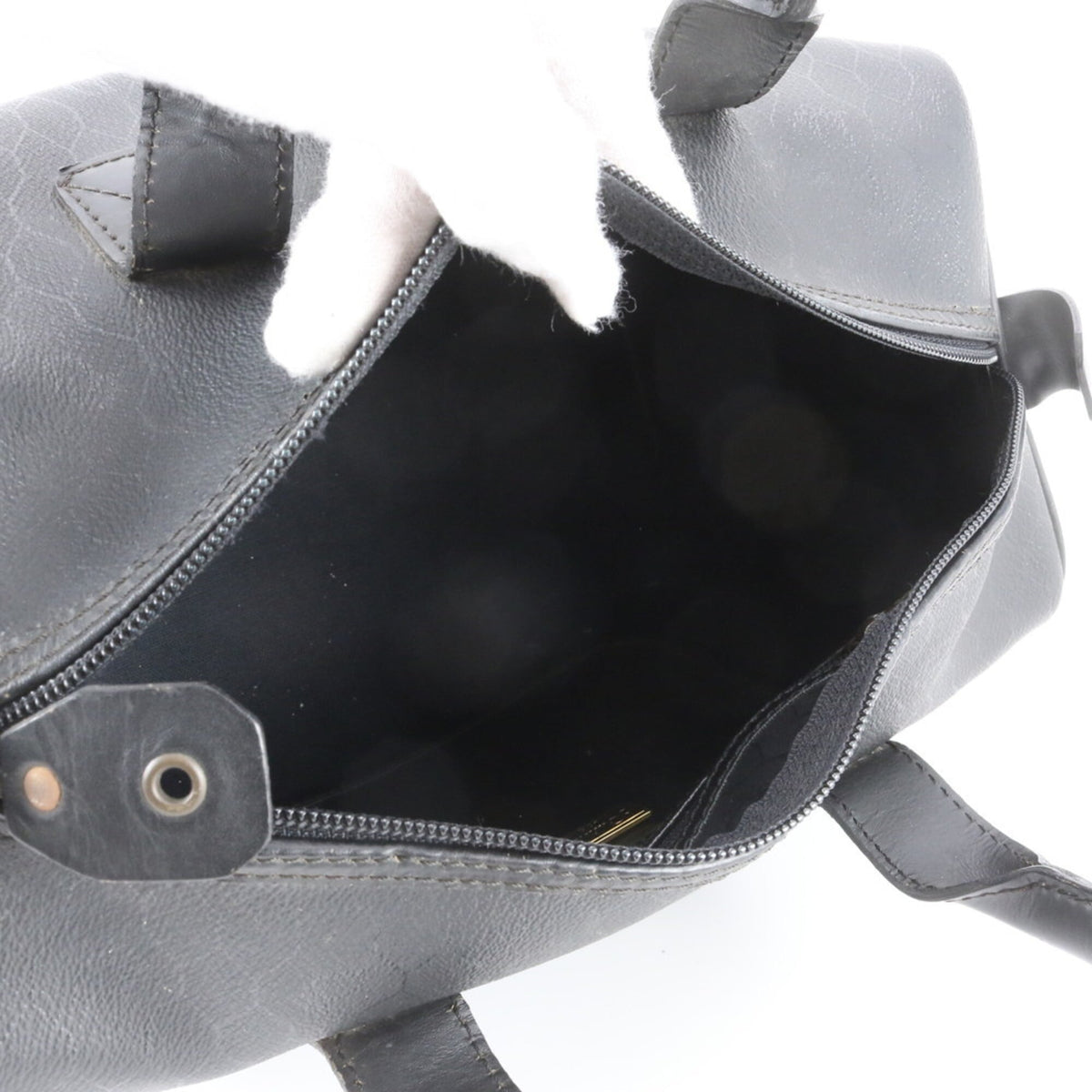 Christian Dior Black Leather Coated Canvas Boston Bag Handbag Tote Bag (Pre-Owned)