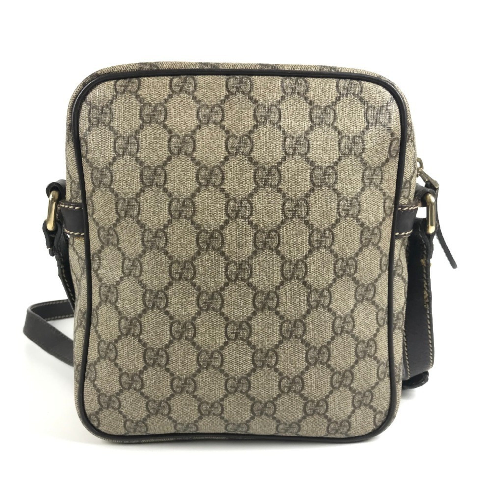 Gucci Beige Dark Brown Gg Supreme Canvas Leather Pochette Shoulder Bag (Pre-Owned)