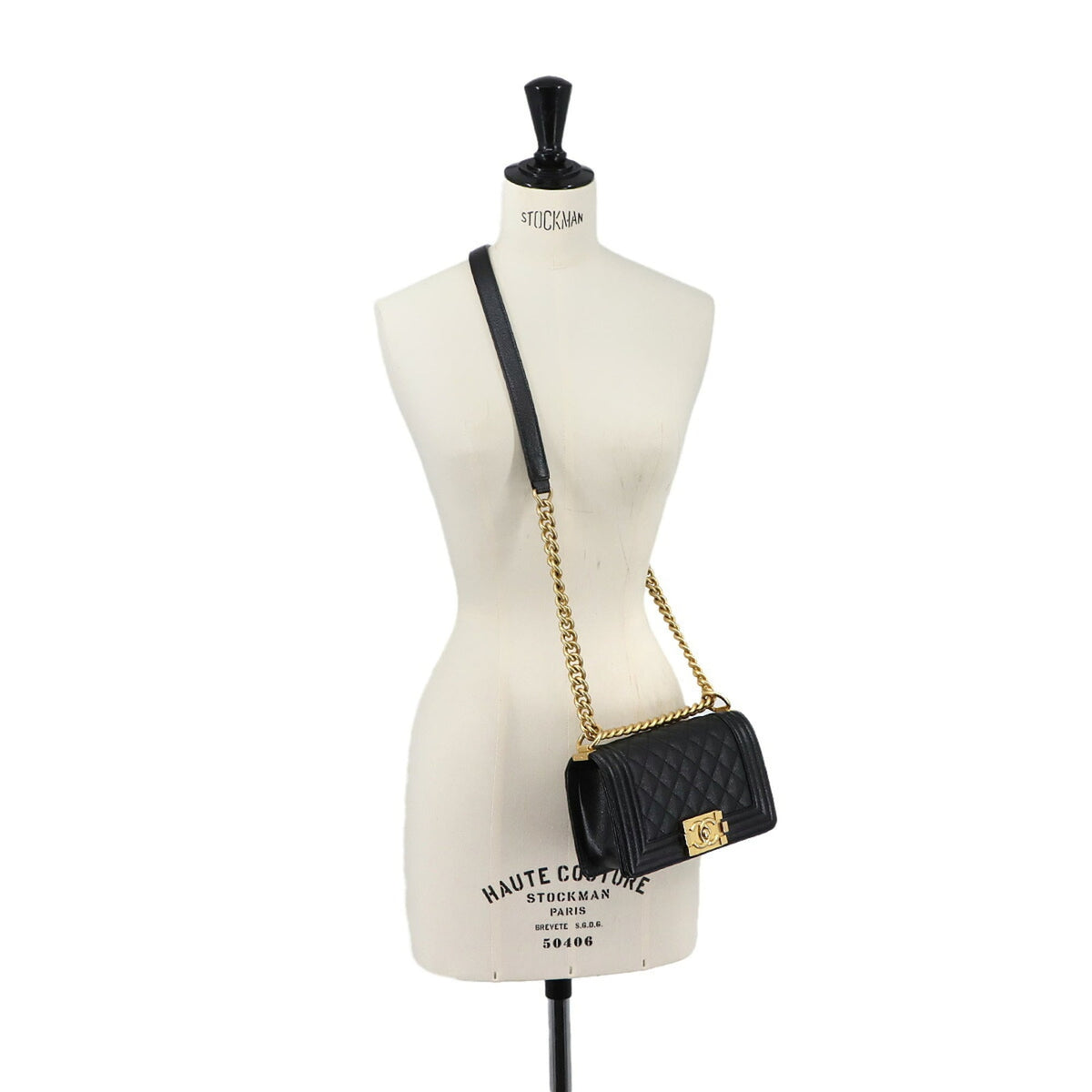 Chanel Black Grained Calfskin Handbag Shoulder Bag (Pre-Owned)