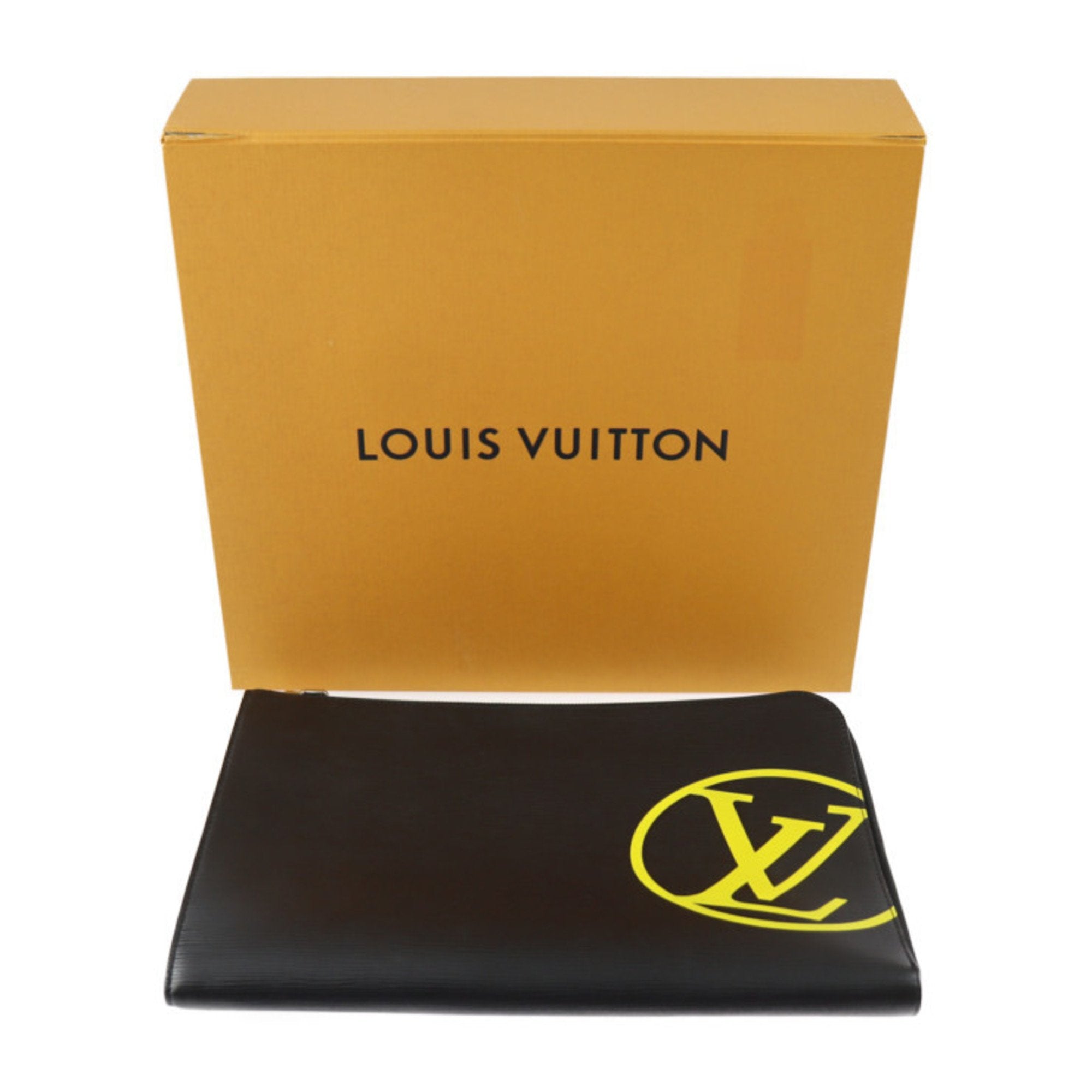 Louis Vuitton Black Yellow Epi Leather Clutch Bag Handbag Pochette Pouch (Pre-Owned)