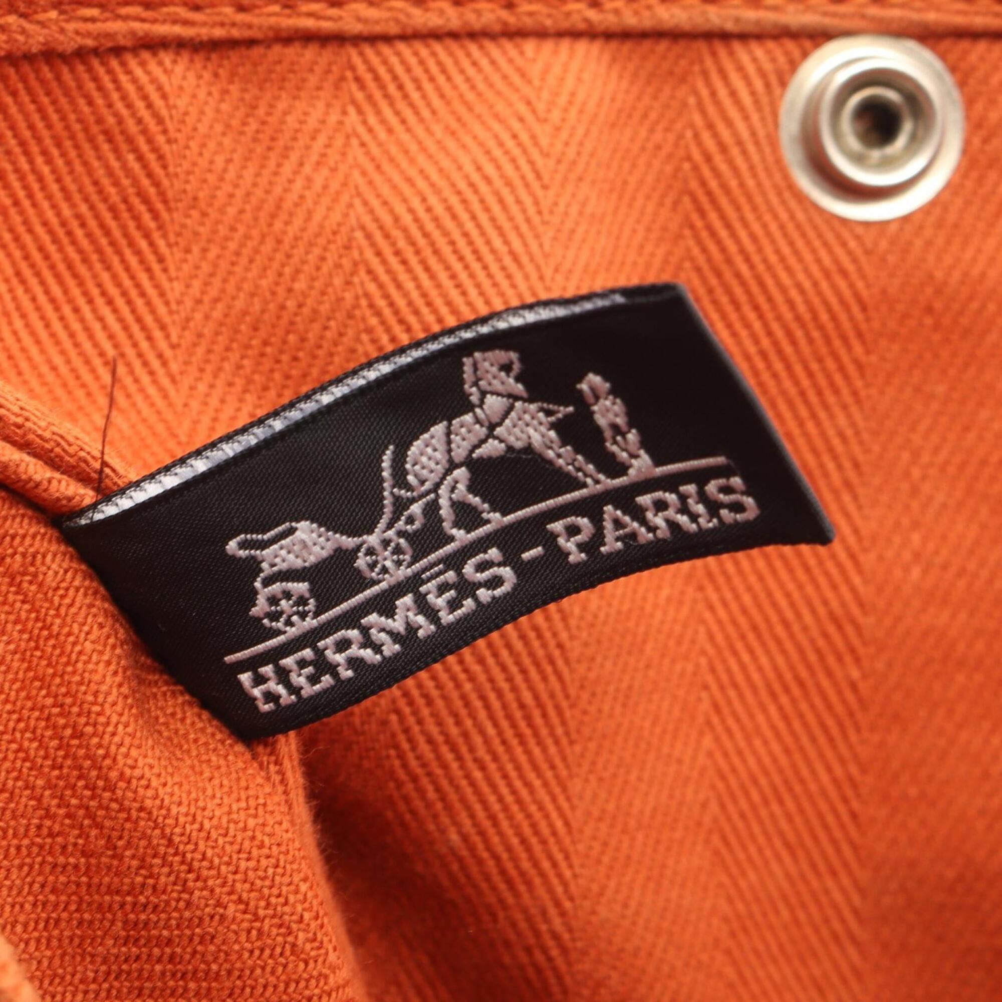 Hermes Orange Potiron Toile Chevron Leather Handbag (Pre-Owned)