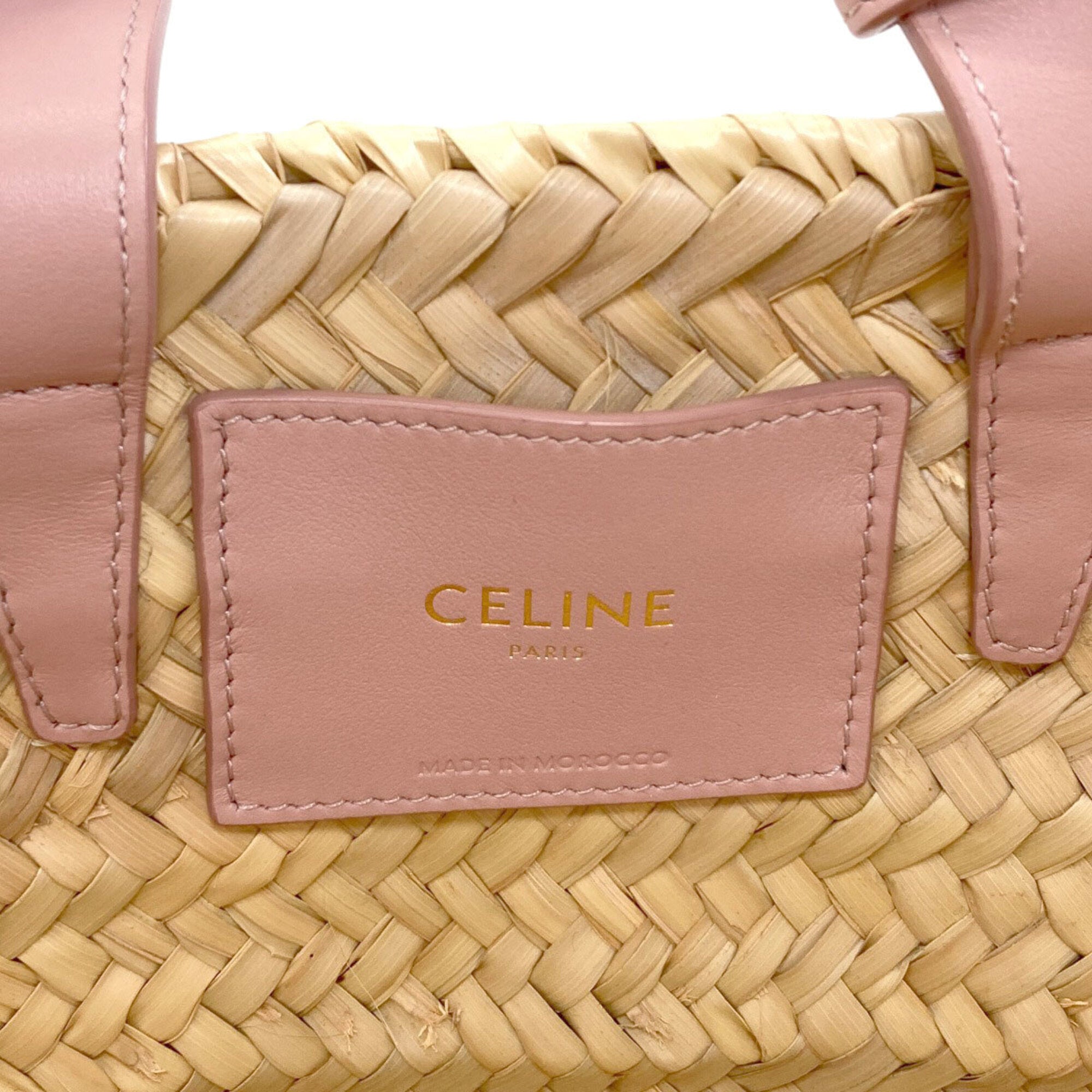 Celine Beige Pink Raffia Handbag (Pre-Owned)
