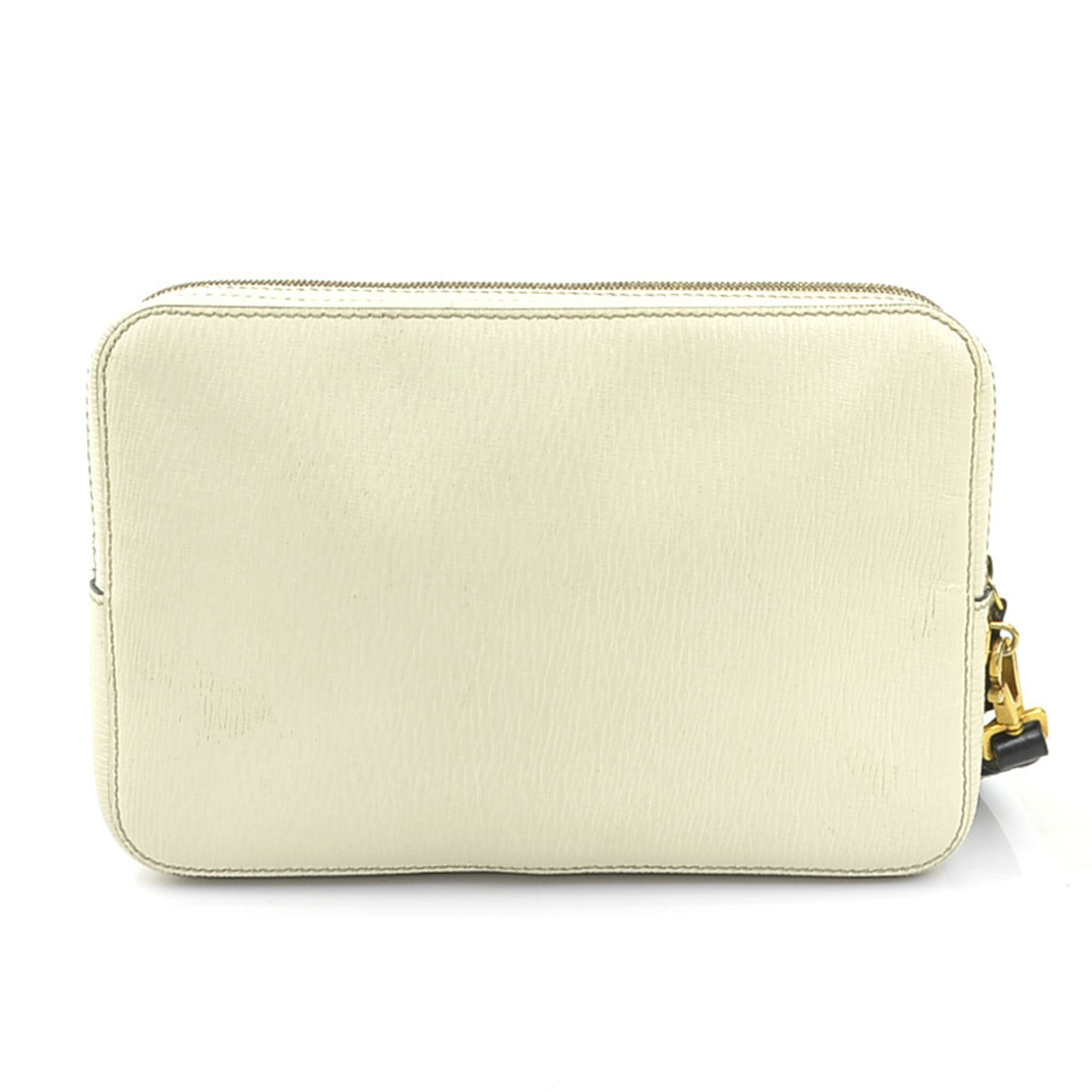 Salvatore Ferragamo Ivory Leather Clutch Bag (Pre-Owned)