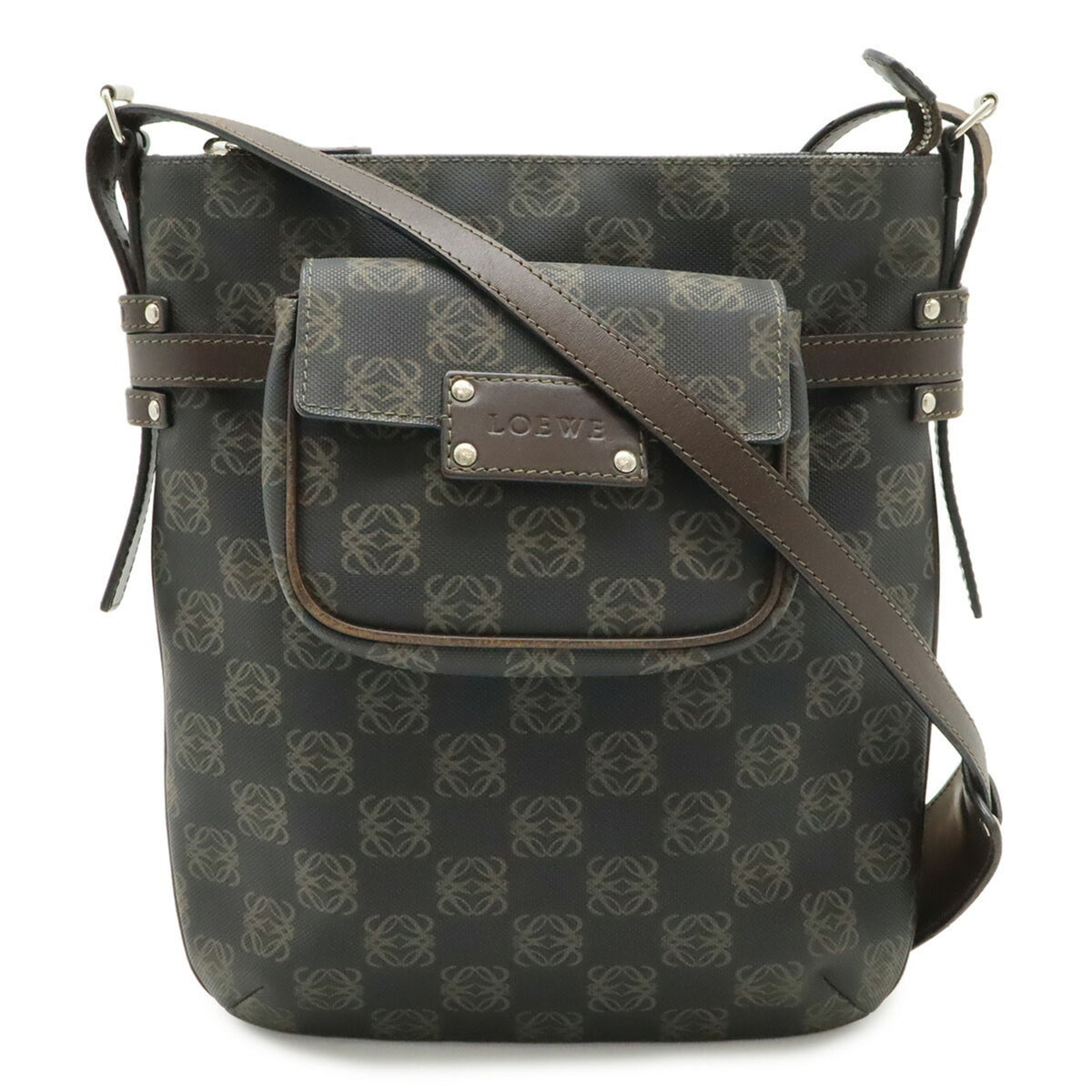 Loewe Black Dark Brown Leather Shoulder Bag (Pre-Owned)