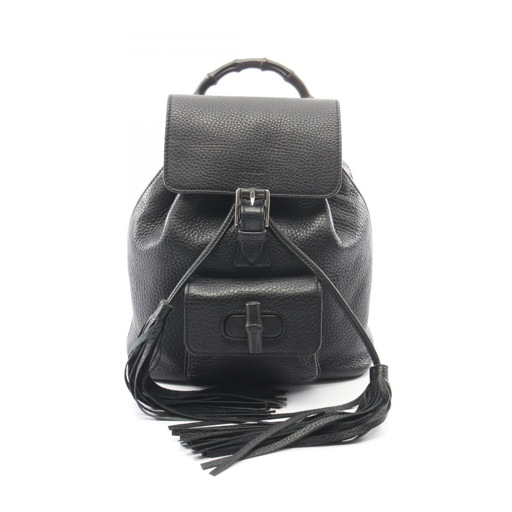 Gucci Black Bamboo Backpack Handbag (Pre-Owned)