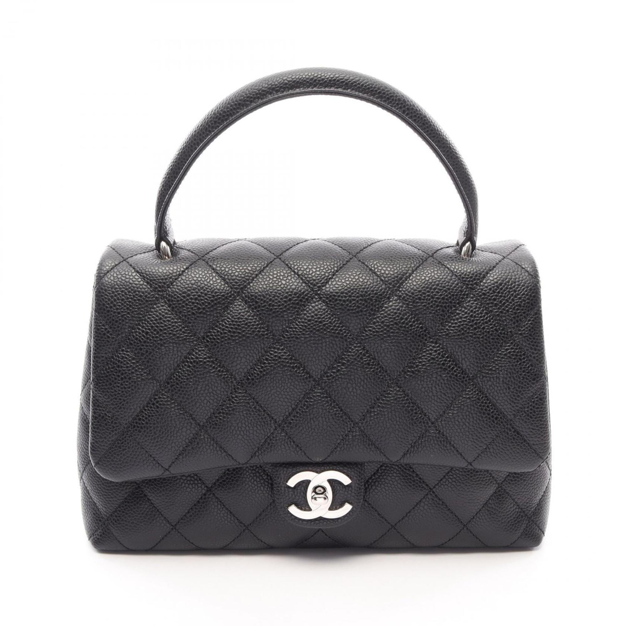 Chanel Black Grained Calfskin Handbag (Pre-Owned)