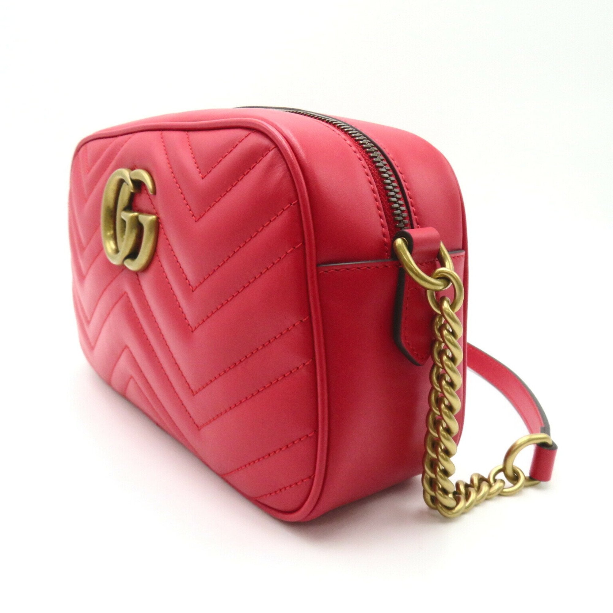Gucci Red Color Leather Quilting Shoulder Bag