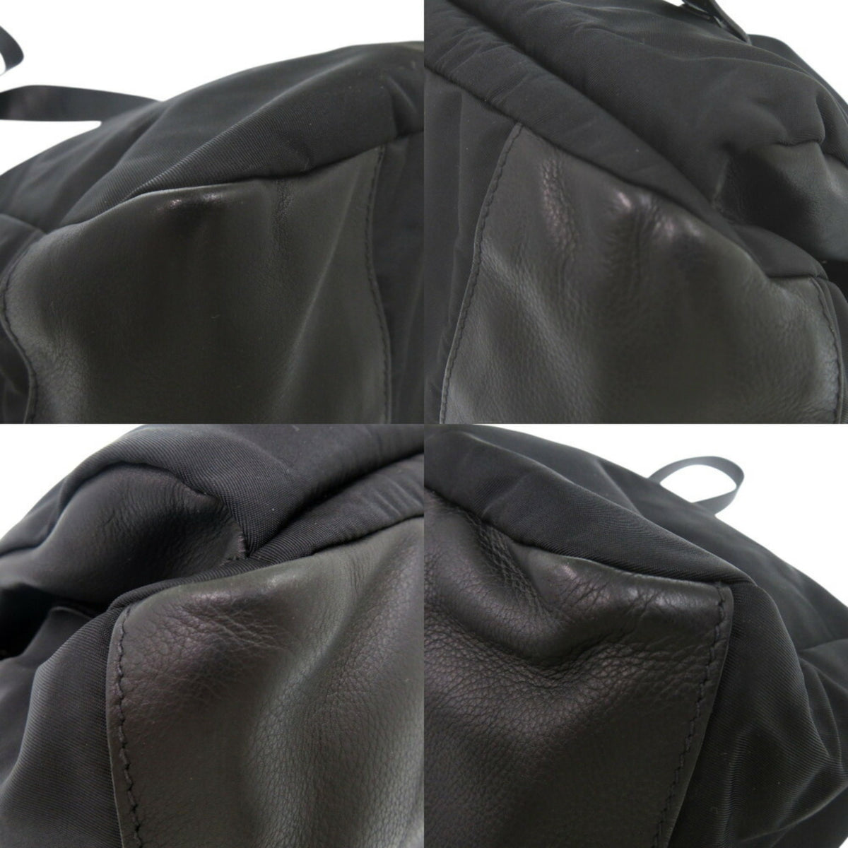 Prada Nero Leather Nylon Messenger Bag Shoulder Bag (Pre-Owned)