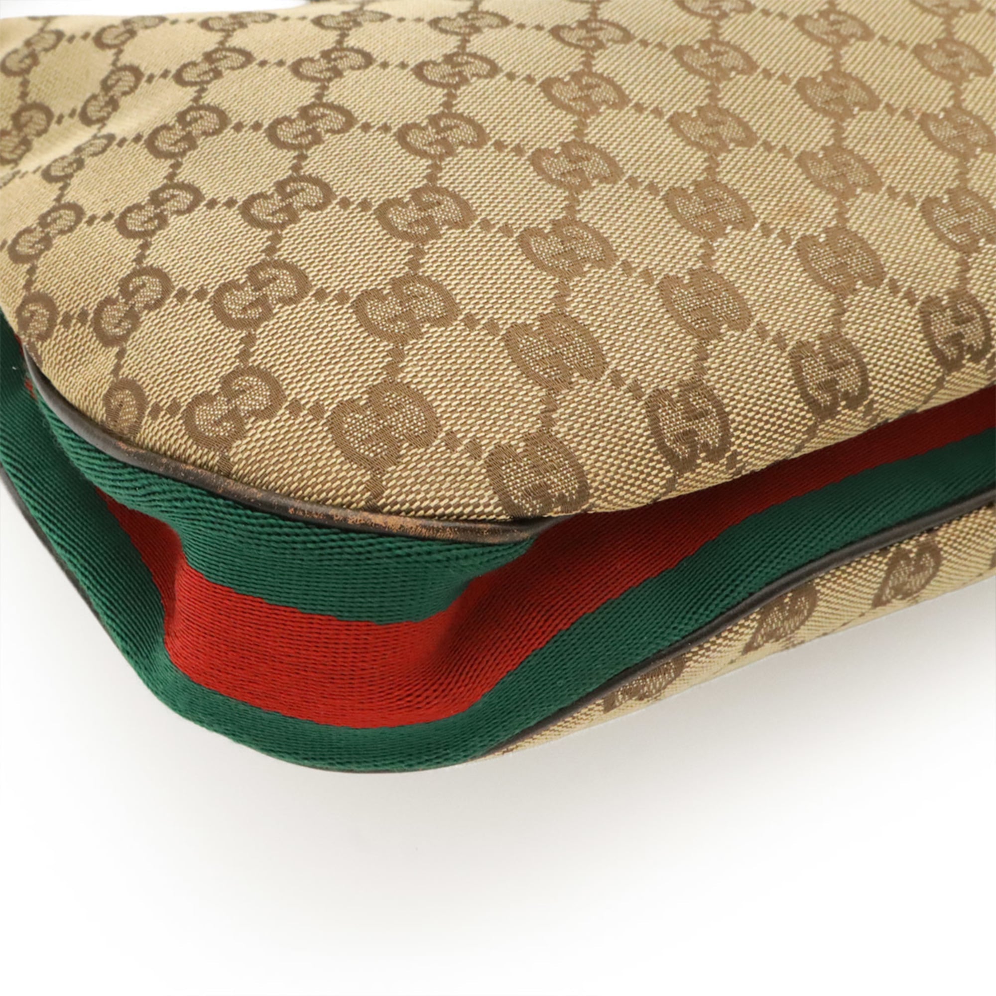 Gucci Beige Brown Dark Brown Green Khaki Red Color Gg Canvas Shoulder Bag (Pre-Owned)