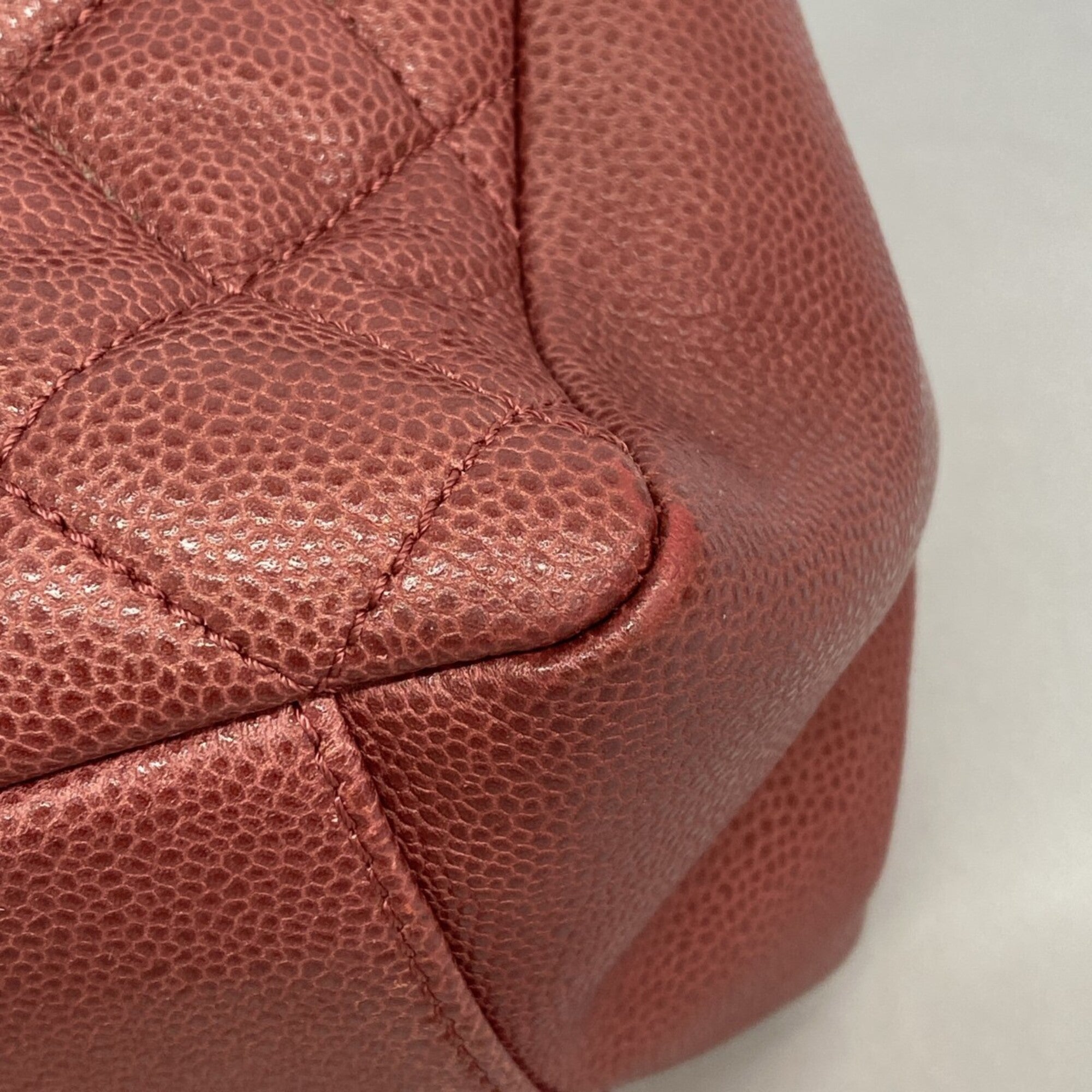 Chanel Red Color Grained Calfskin Tote Bag (Pre-Owned)