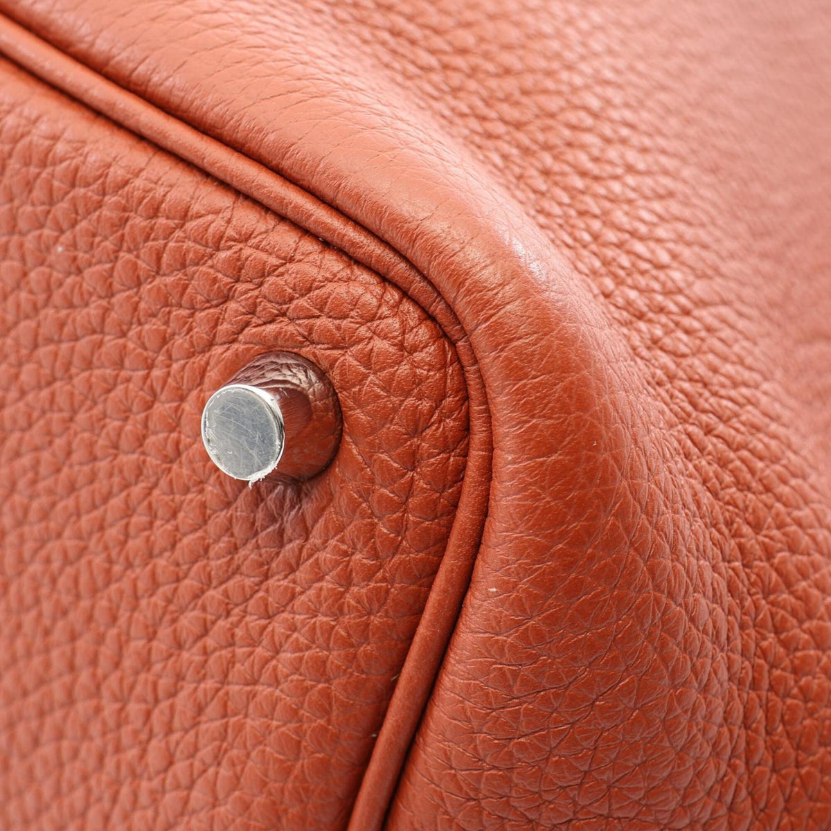 Hermes Brown Capucine Red Color Taurillon Clemence Leather Handbag (Pre-Owned)