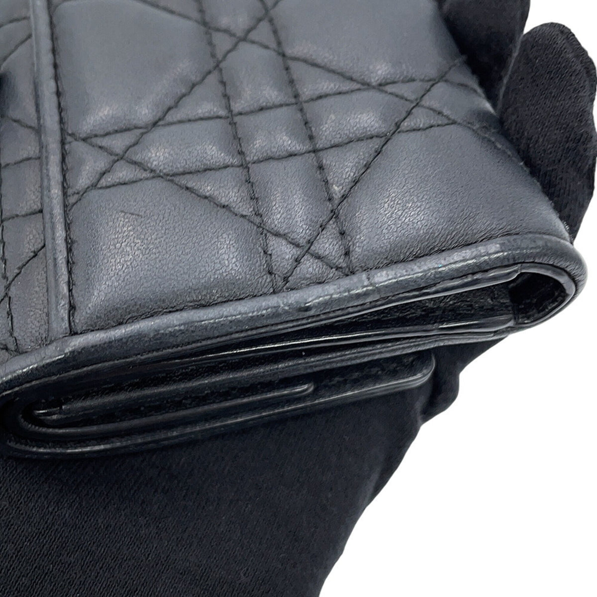 Christian Dior Black Leather Wallet (Tri-Fold) (Pre-Owned)
