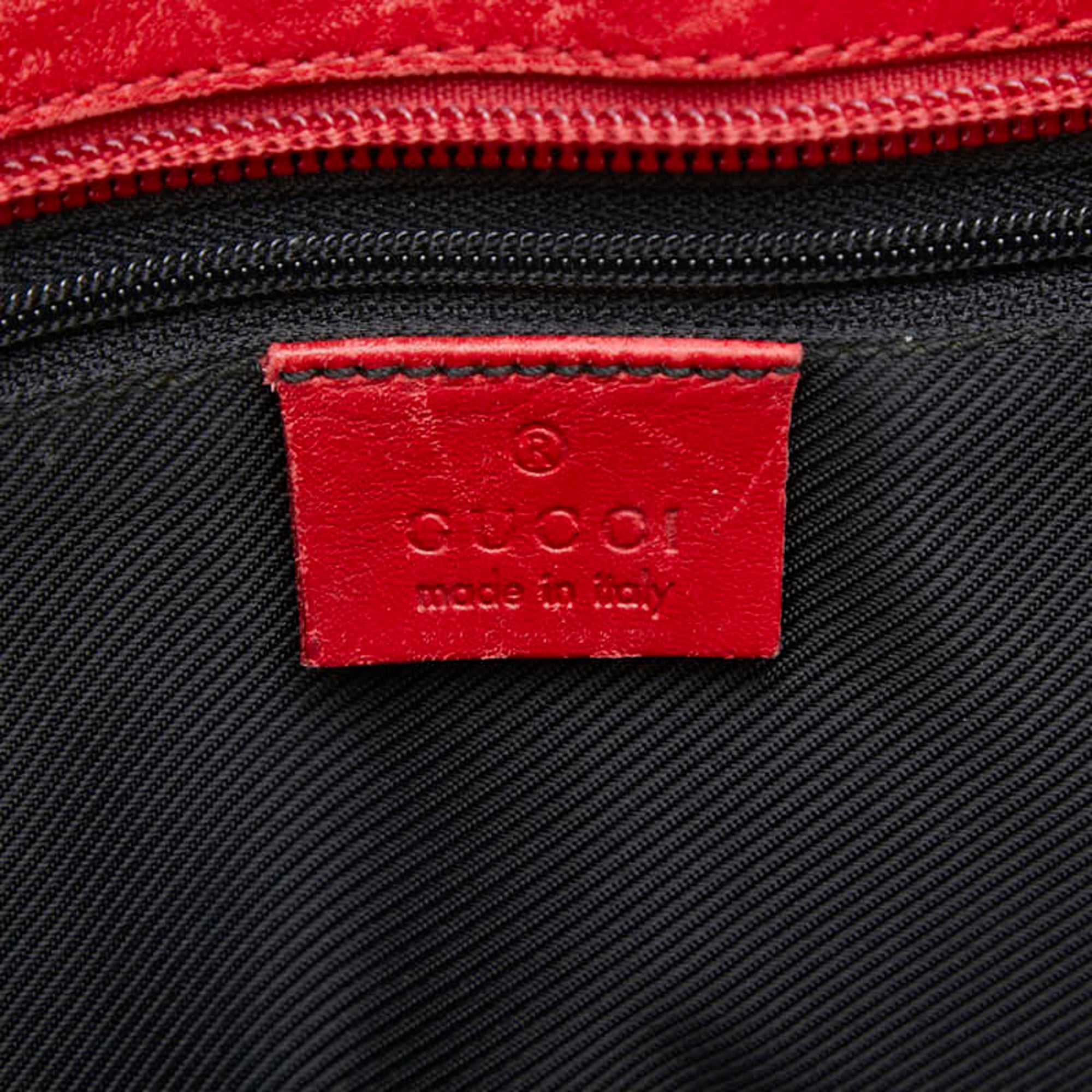 Gucci Beige Red Color Canvas Leather Handbag Tote Bag (Pre-Owned)