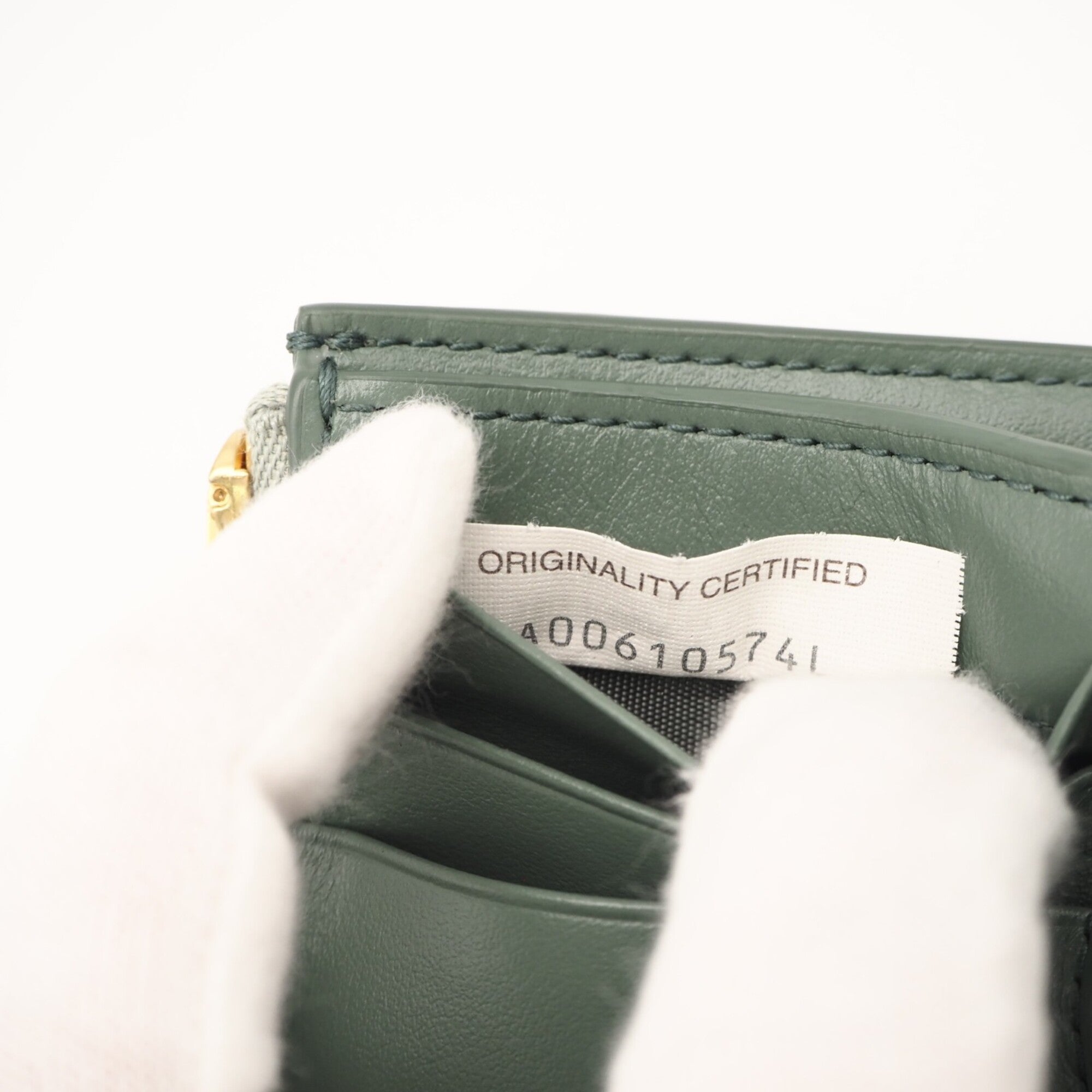 Bottega Veneta Gray Green Leather Wallet (Tri-Fold) (Pre-Owned)