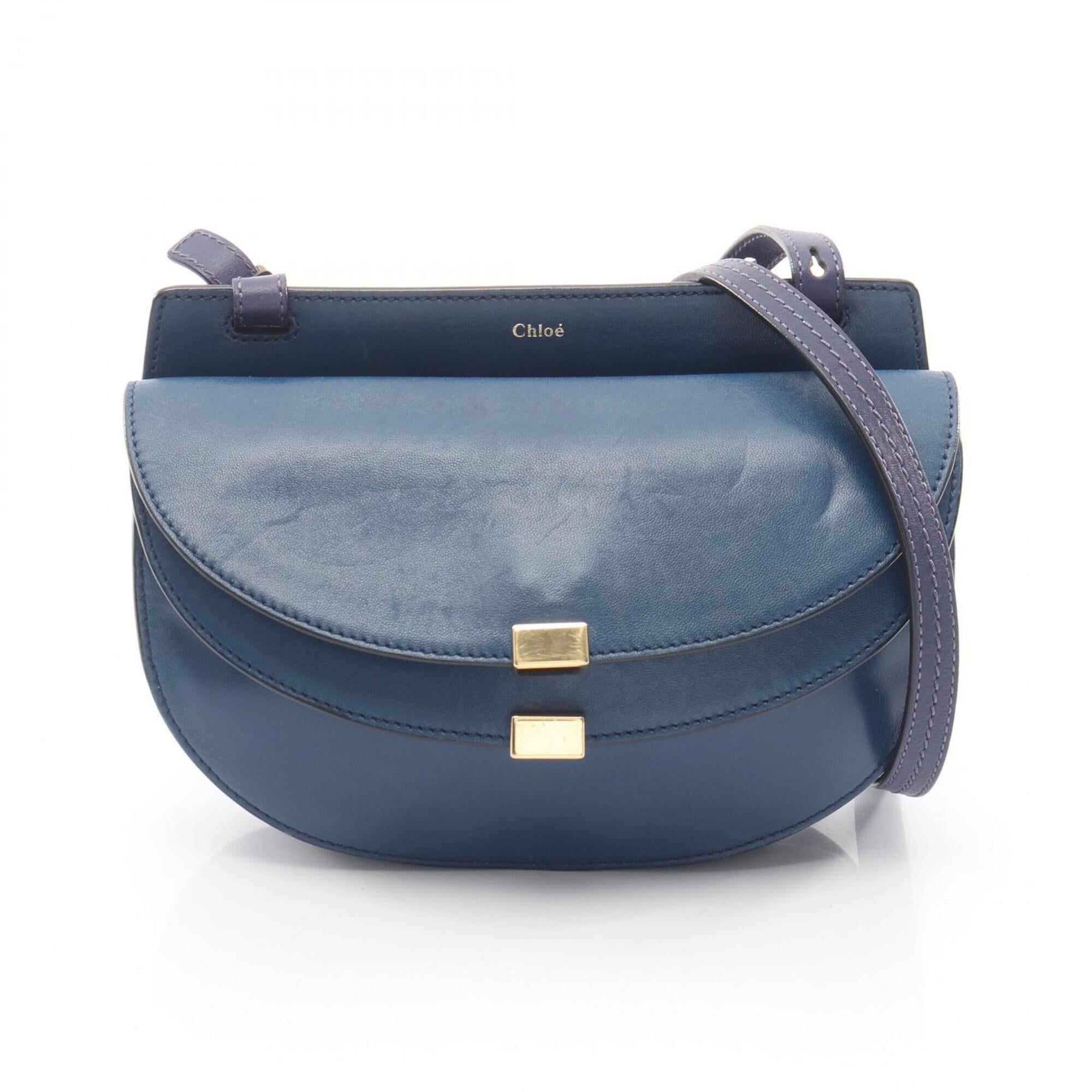 Chloé Blue Navy Leather Handbag Shoulder Bag (Pre-Owned)
