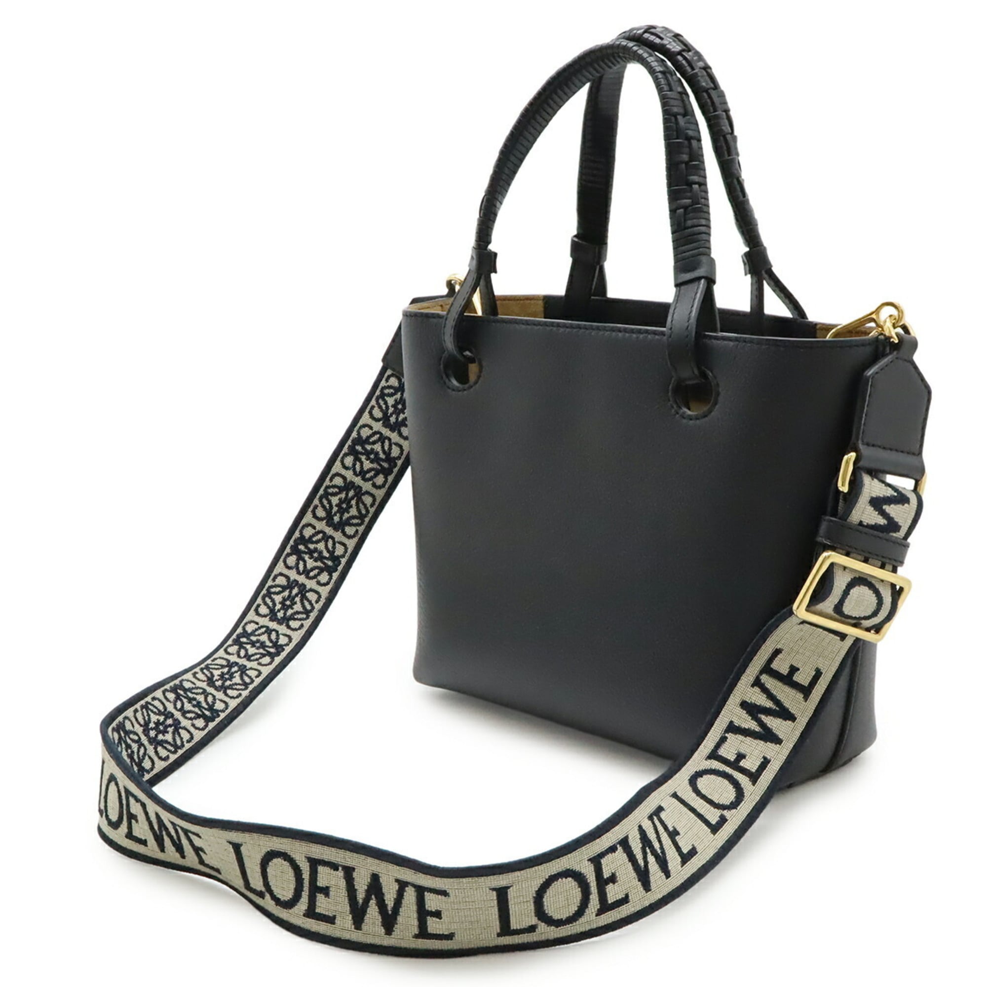 Loewe Black Leather Handbag Shoulder Bag Tote Bag (Pre-Owned)