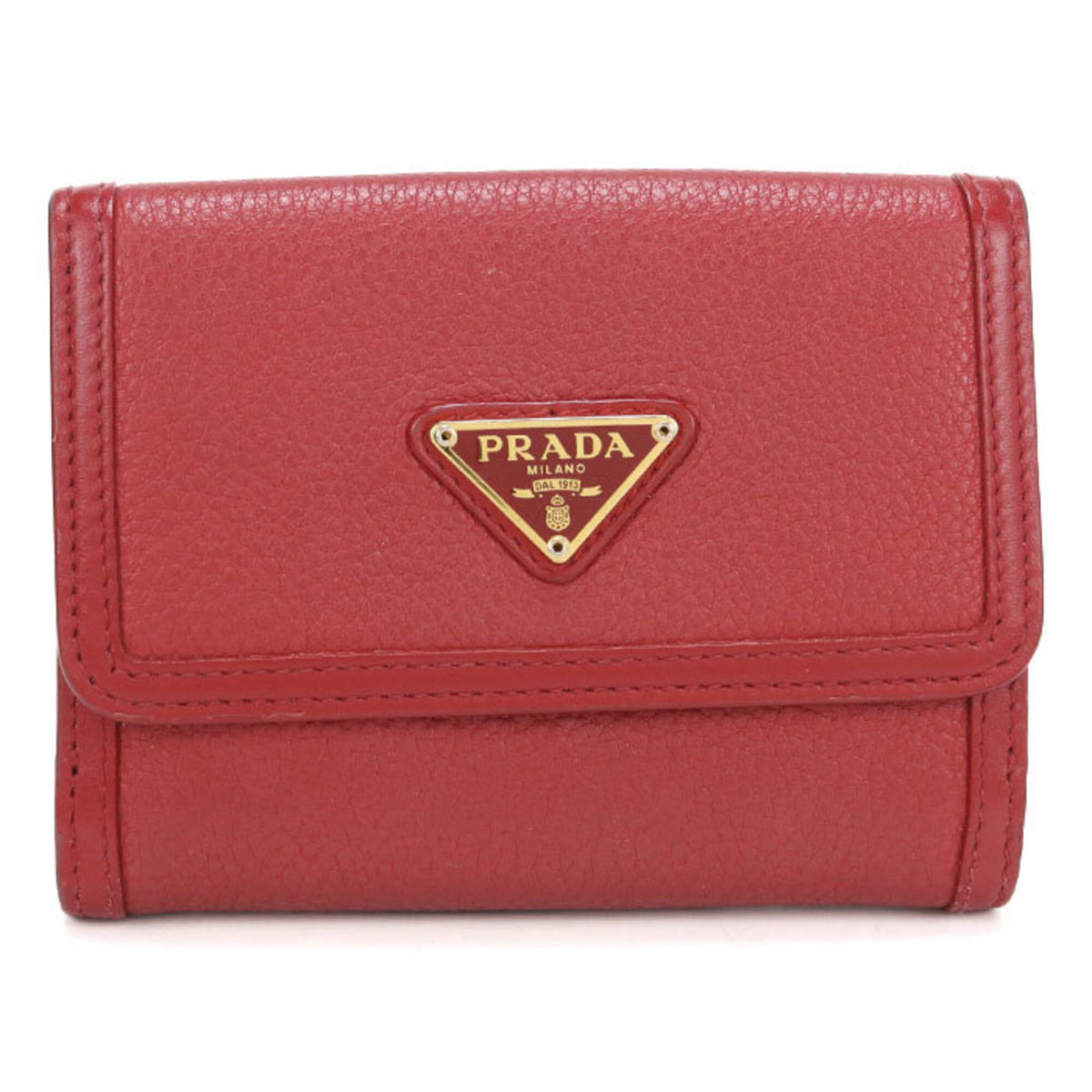 Prada Red Color Leather Wallet (Bi-Fold) (Pre-Owned)