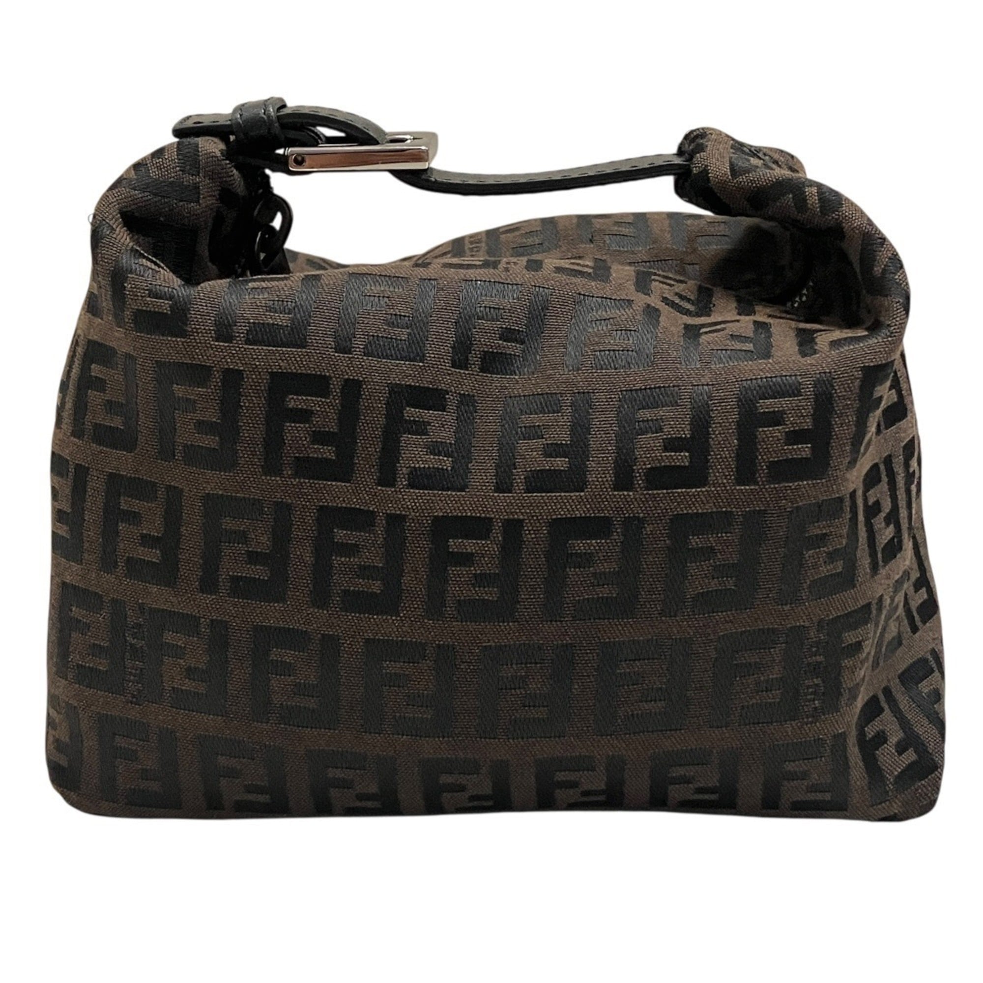 Fendi Zucca Brown Canvas Leather Handbag (Pre-Owned)