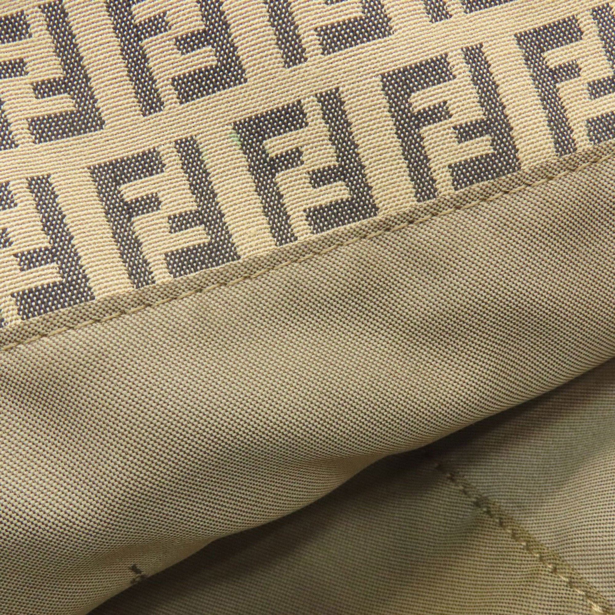 Fendi Zucca Beige Black Canvas Leather Tote Bag (Pre-Owned)
