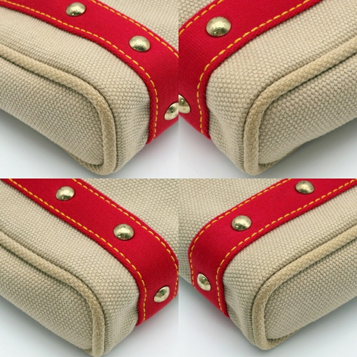 Louis Vuitton Antigua Beige Red Color Canvas Tote Bag (Pre-Owned)