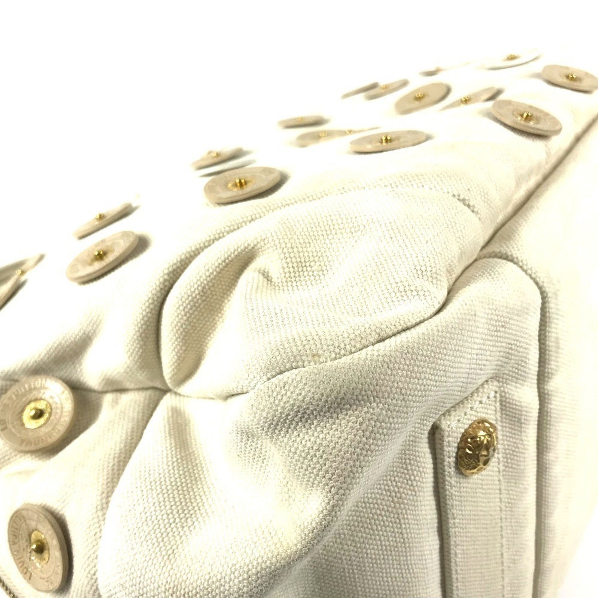 Louis Vuitton White Canvas Boston Bag Handbag Shoulder Bag (Pre-Owned)