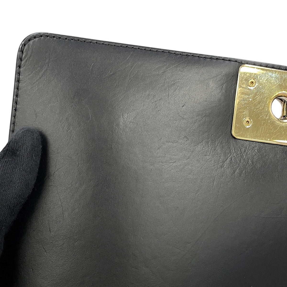 Chanel Boy Chanel Black Leather Handbag Shoulder Bag (Pre-Owned)