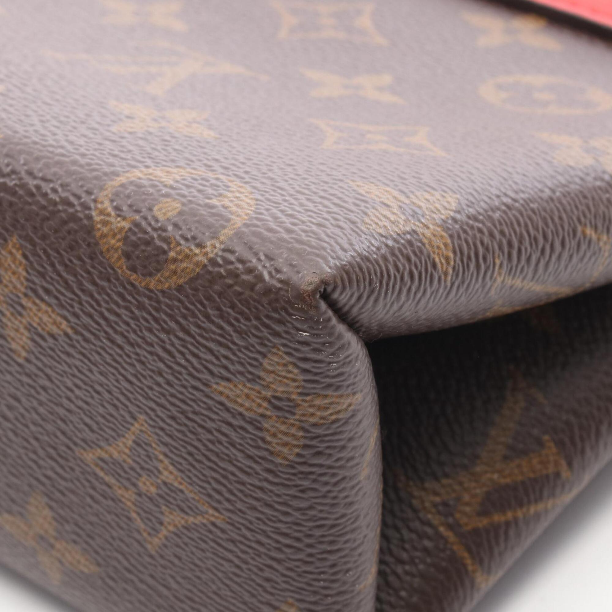 Louis Vuitton Brown Coquelicots Monogram Red Color Monogram Leather Handbag (Pre-Owned)